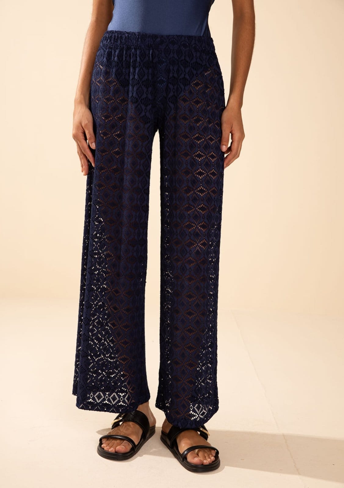 Vista 2 Calça Morena Rosa Reta édia Azul Azul Marinho Morena Rosa azul marinho rosa