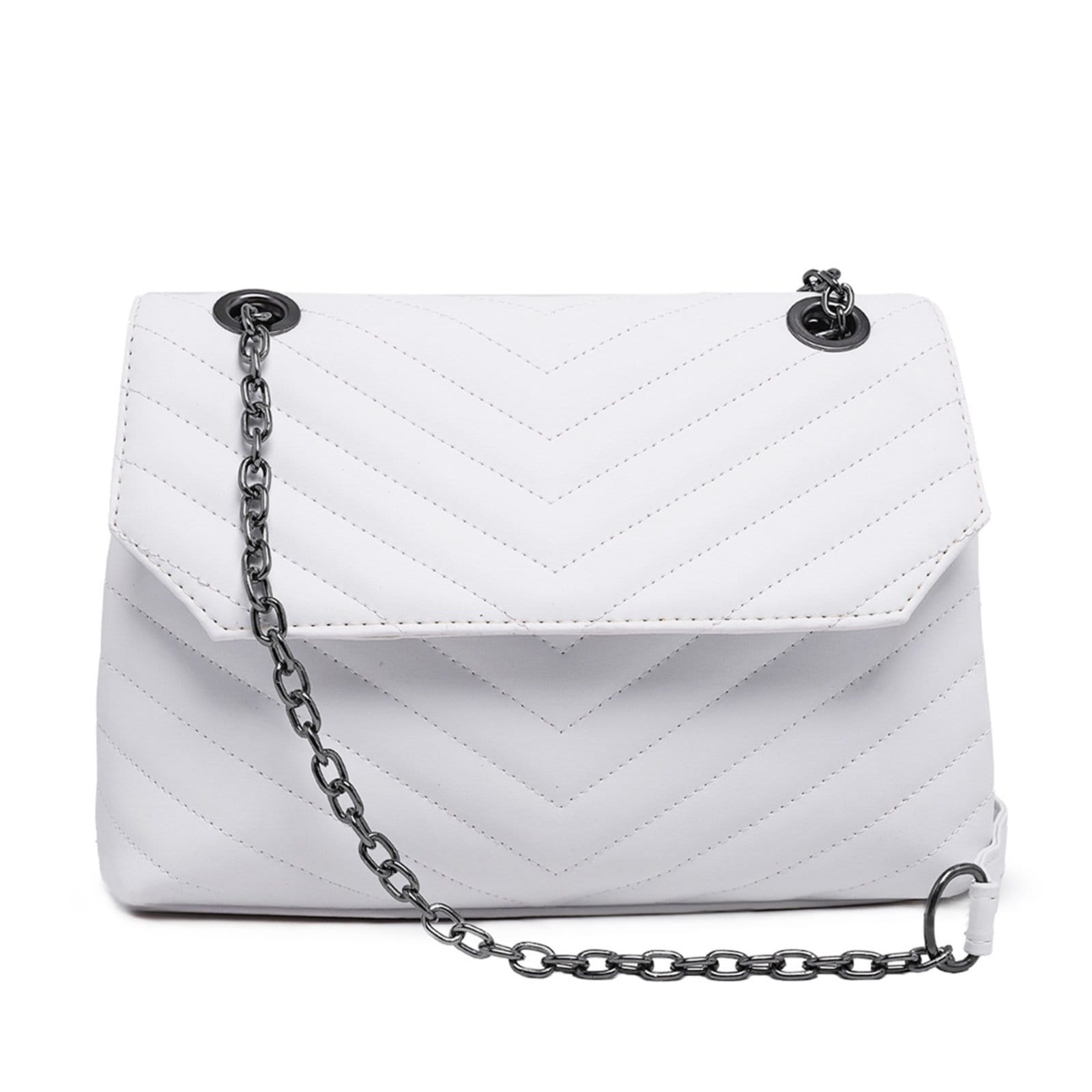 Bolsa Transversal Feminina Branca Festa Alça De Corrente