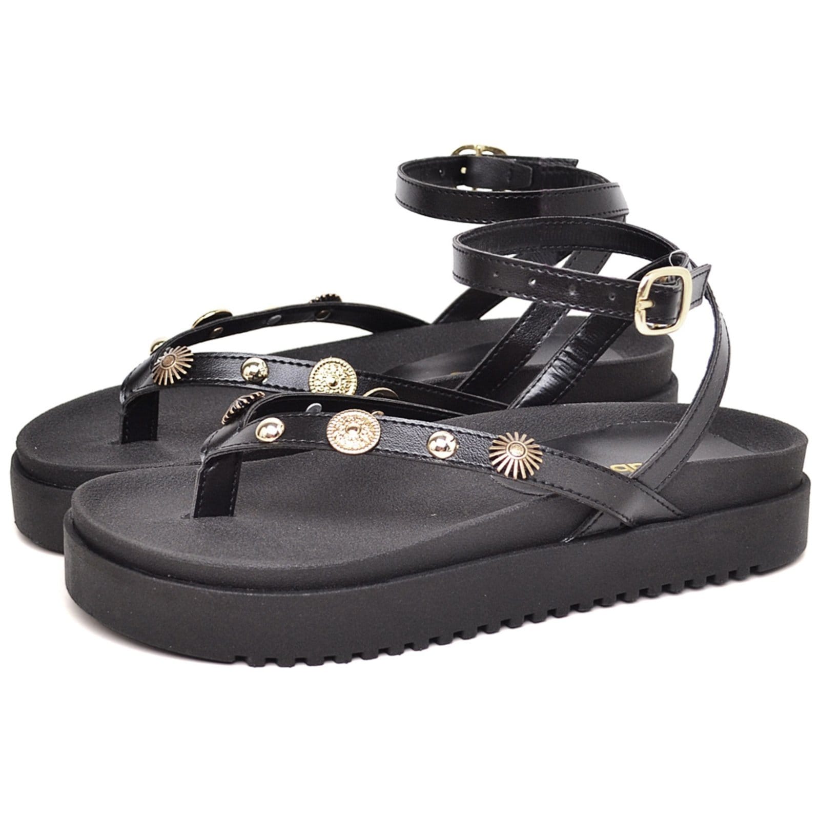 Sandália Feminina Flat Detalhes Em Metal DUBUY 2094FG