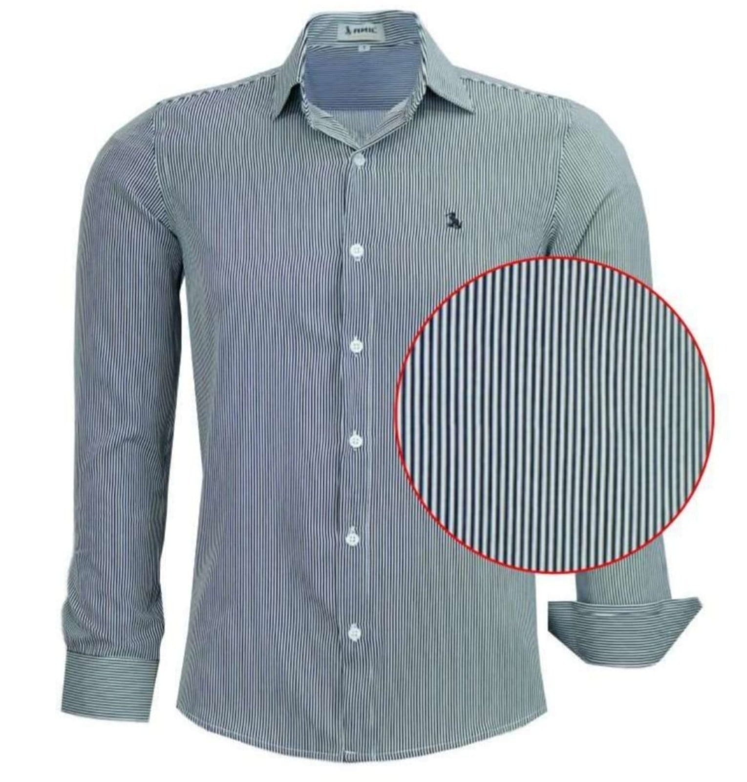 Camisa Social Amil Slim Lisrada Loan Poliéster com Elastano Macia Fácil de Passar M/Longa Luxo