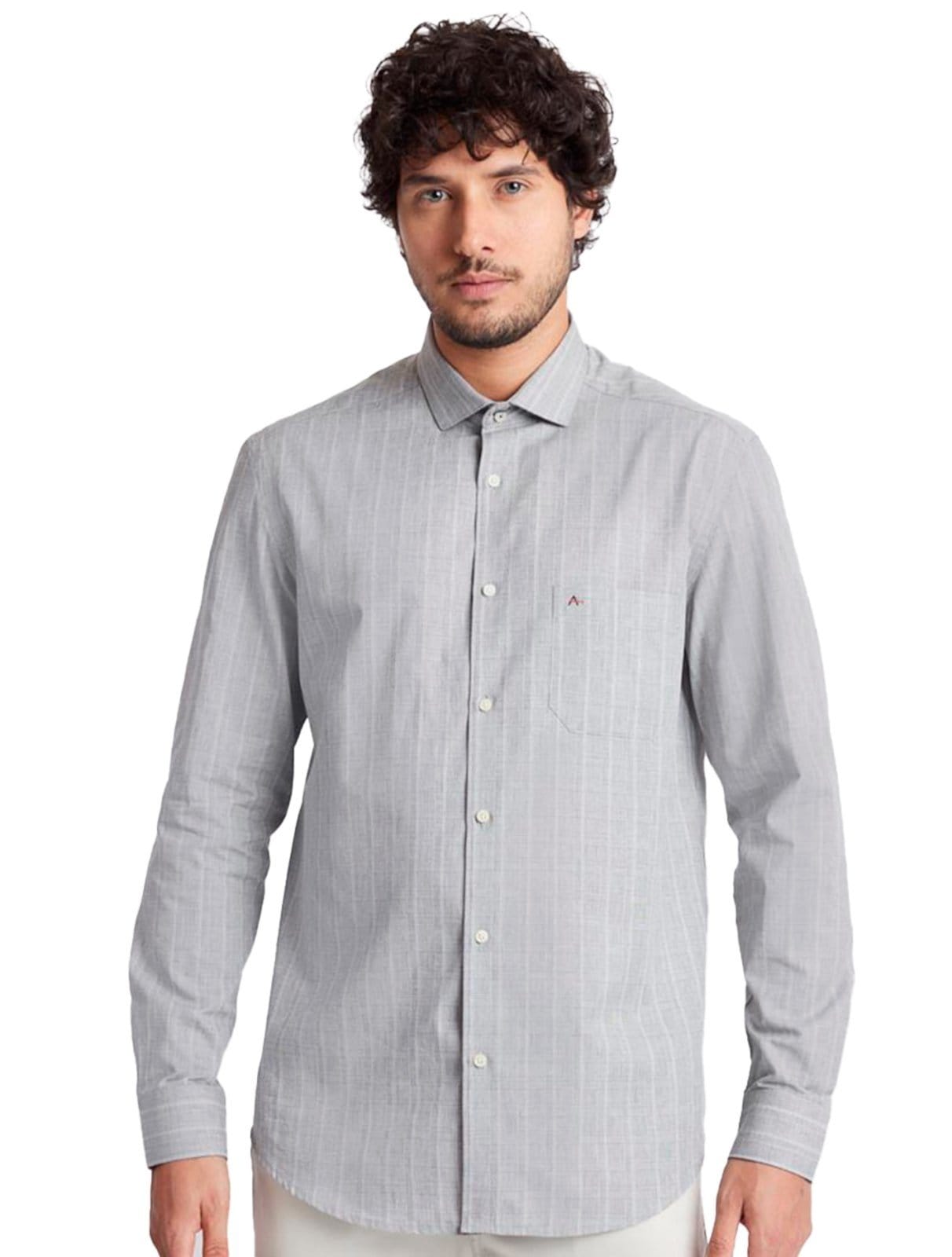 Vista principal Camisa Aramis Masculina Regular Pocket Tricoline Quadri Xadrez Acinzentado Aramis verde/xadrez verde