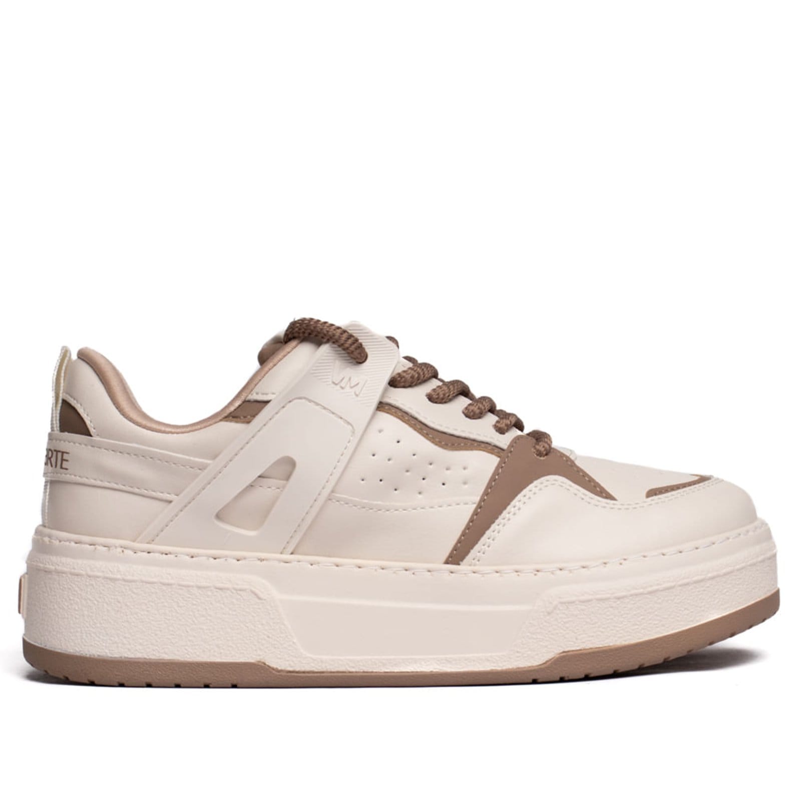 Vista principal Tênis Feminino Via Marte Napa Bicolor Marrom VIA MARTE bege