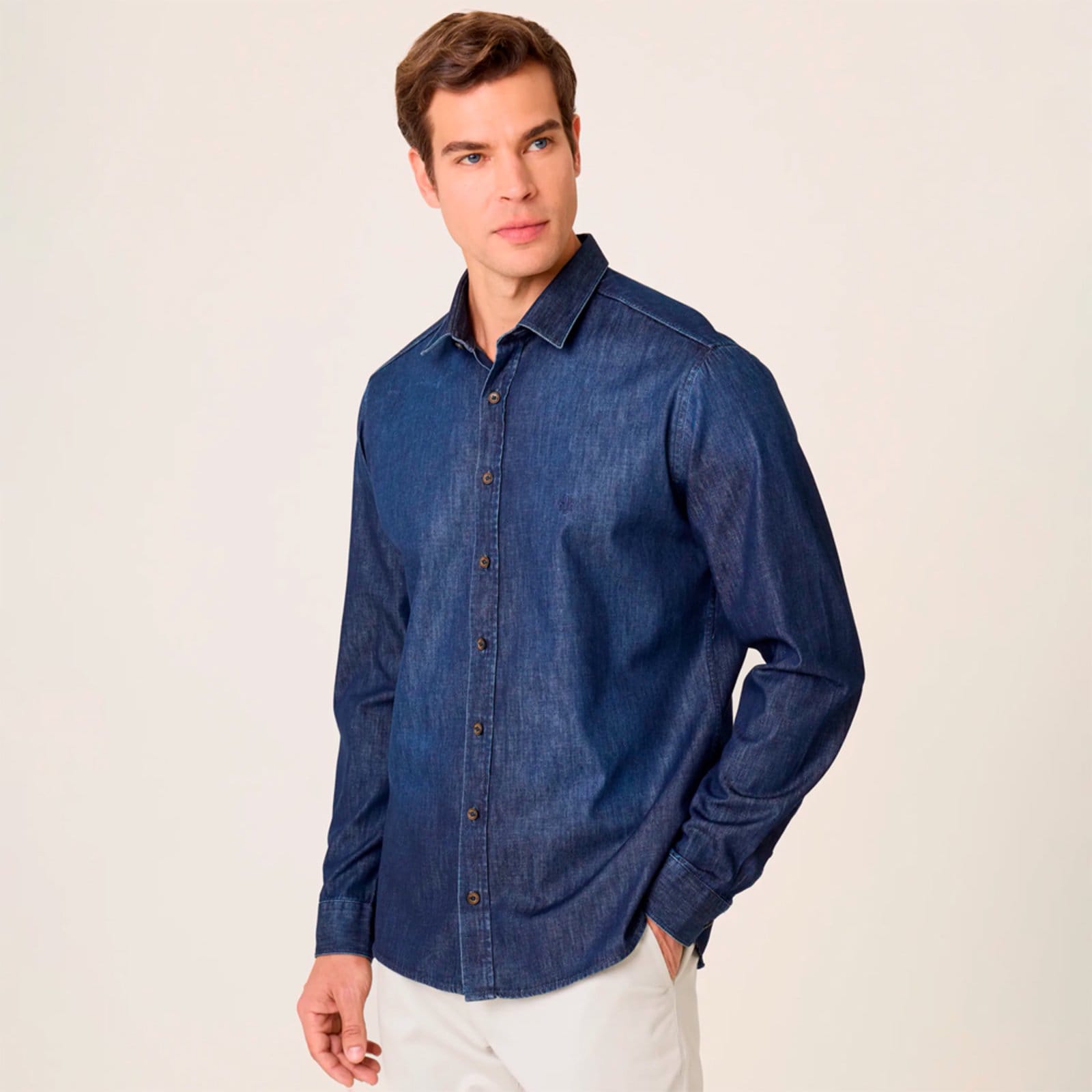 Camisa Jeans Dudalina Slim Pr26 Escuro Masculino