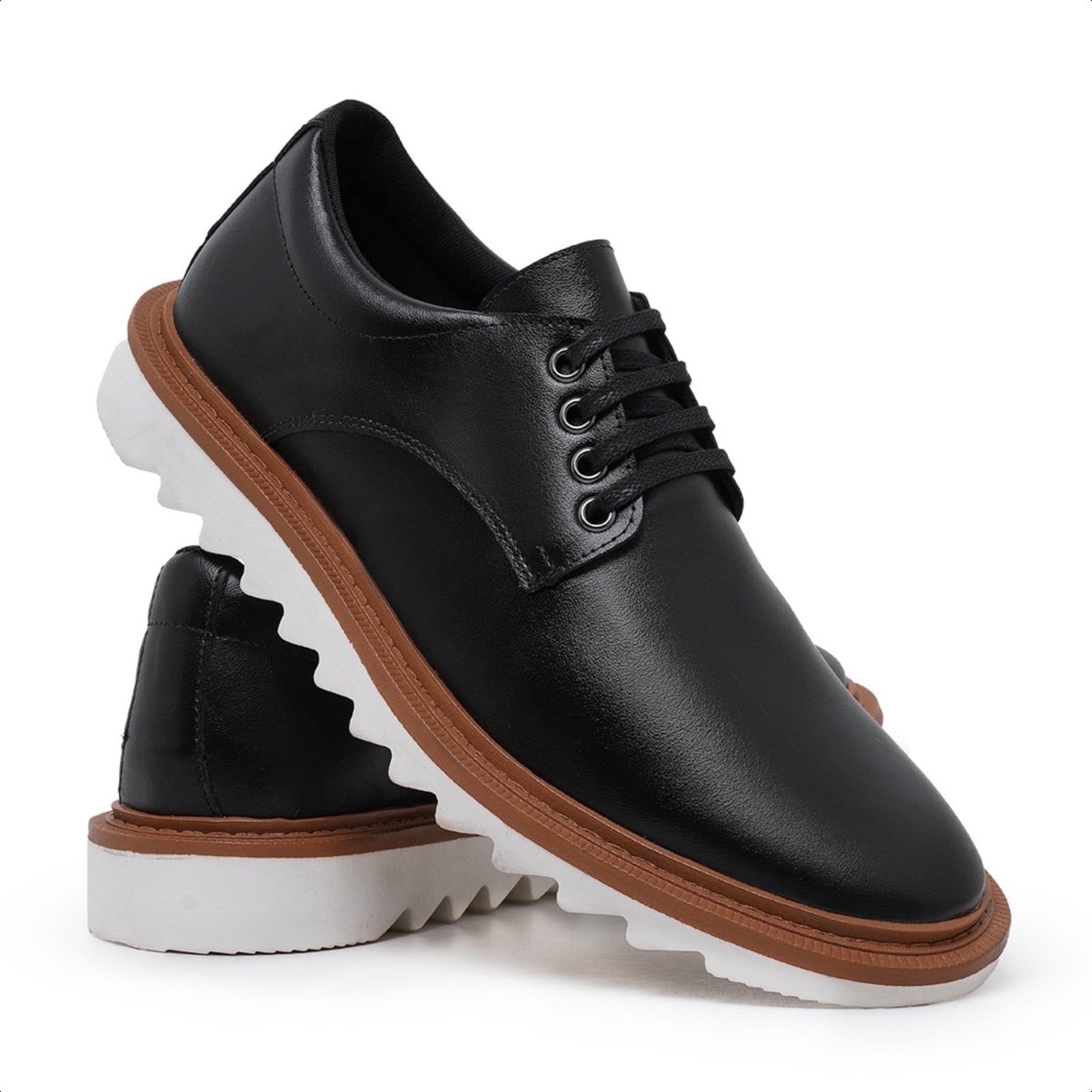 Vista 2 Sapato Oxford Casual Social Masculino Com Cadarço Solado Tratorado Moderno Bia Ramos preto