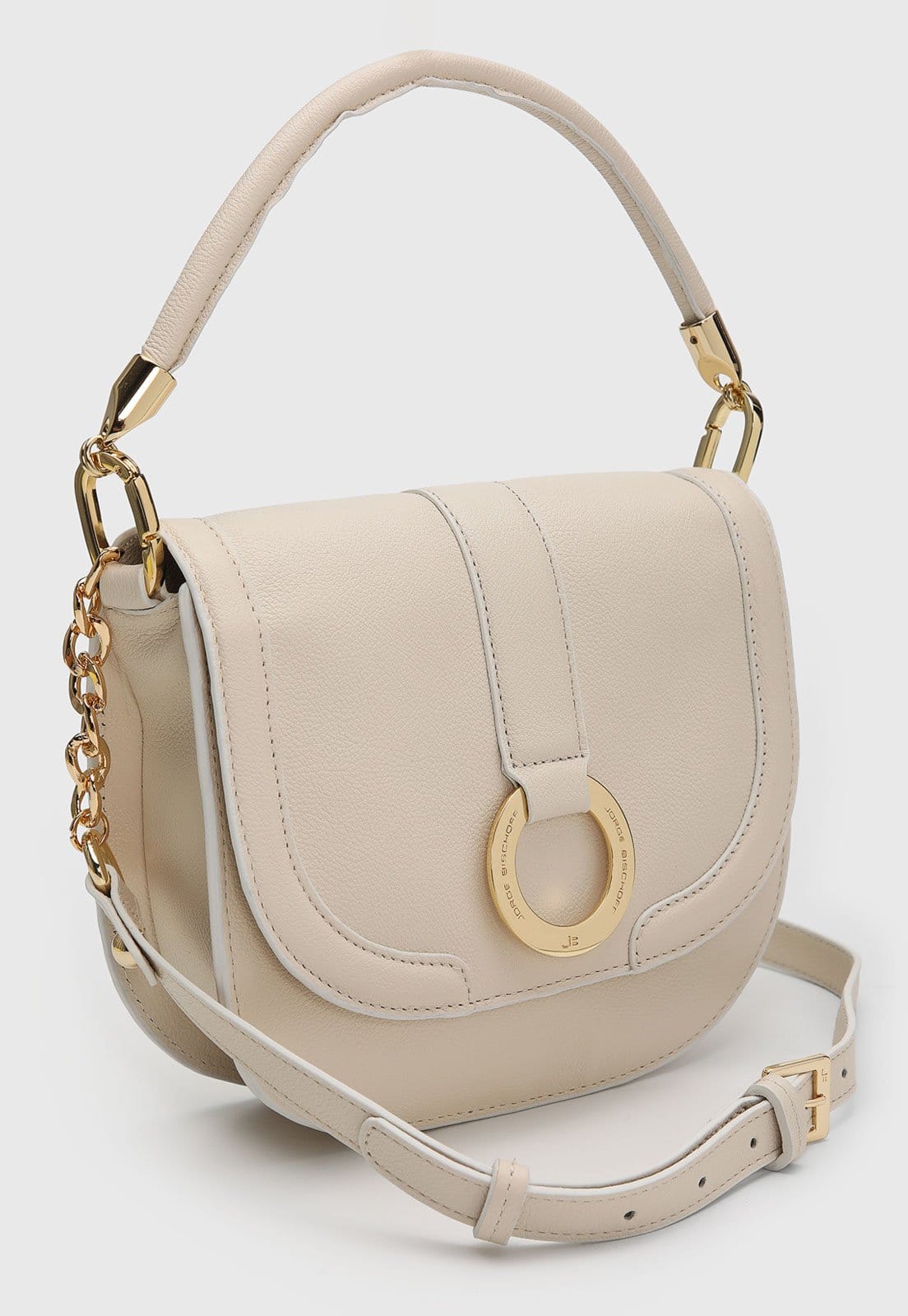 Vista 2 Bolsa Média Feminina Jorge Bischoff Corrente Dourada Jorge Bischoff bege