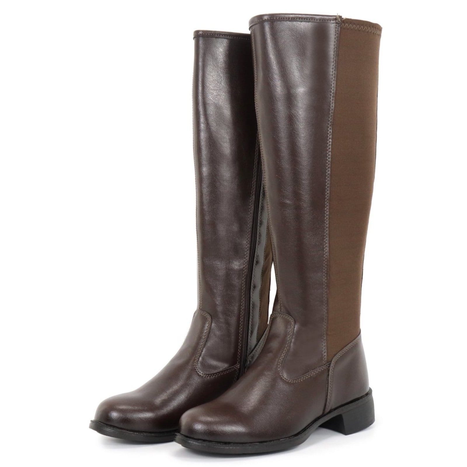 Bota Feminina Cano Longo Alto com ELastico Casual Confortavel Café