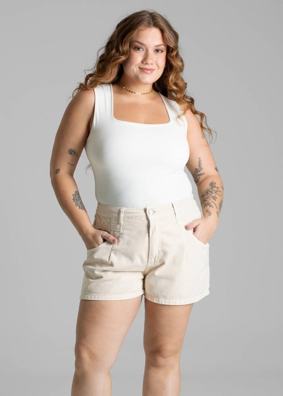 Vista 2 Shorts Sarja Sawary Plus Size - 281460 Sawary amarelo