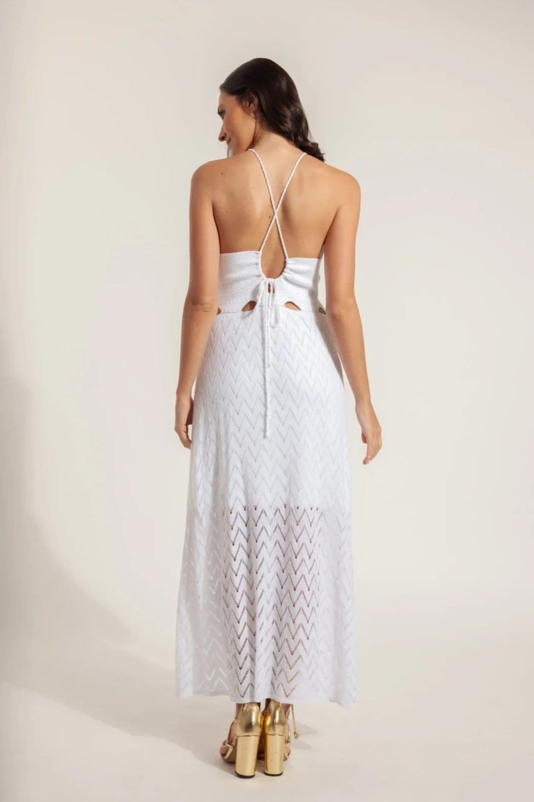 Vista 2 Vestido Tricot Patricia Com Alças Finas Offwhite VIC BRAND branco offwhite