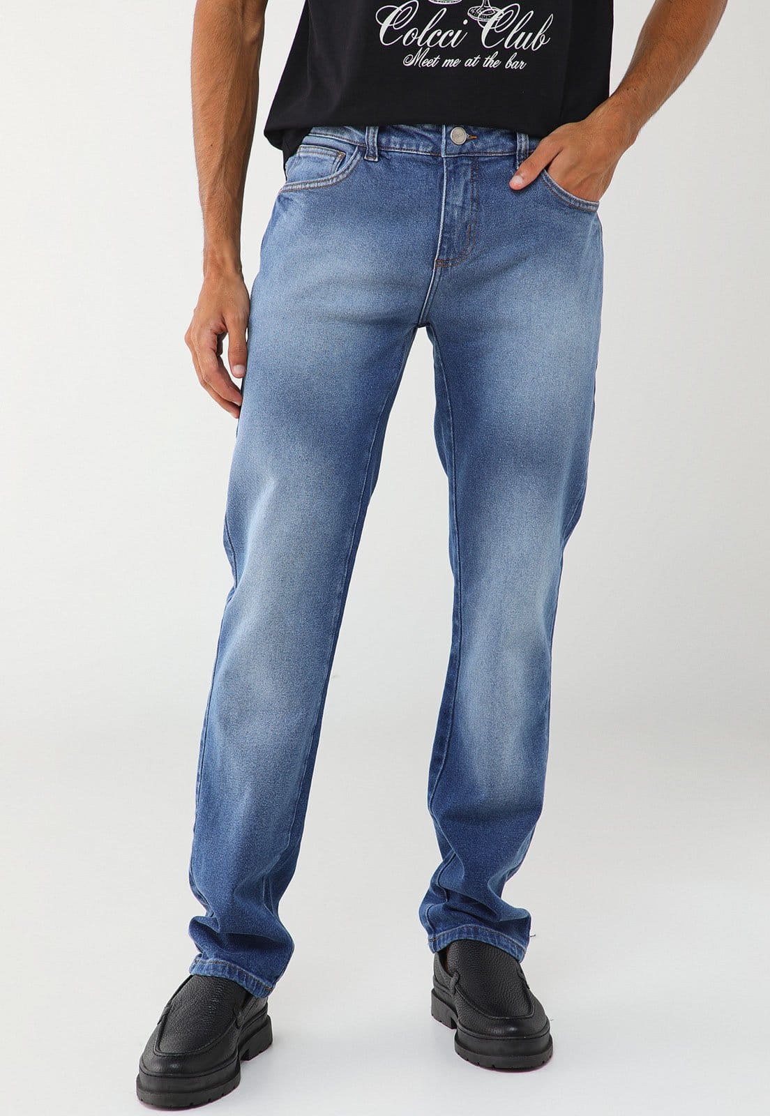 Vista principal Calça Jeans Masculina Colcci Reta Média Colcci azul