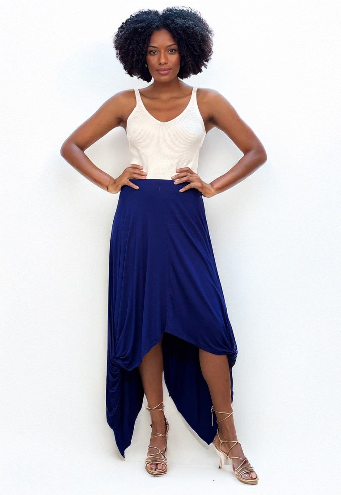 Vista principal Saia Longa Amazonia Vital Malha Nó Hippie Chic Bic Amazonia Vital azul