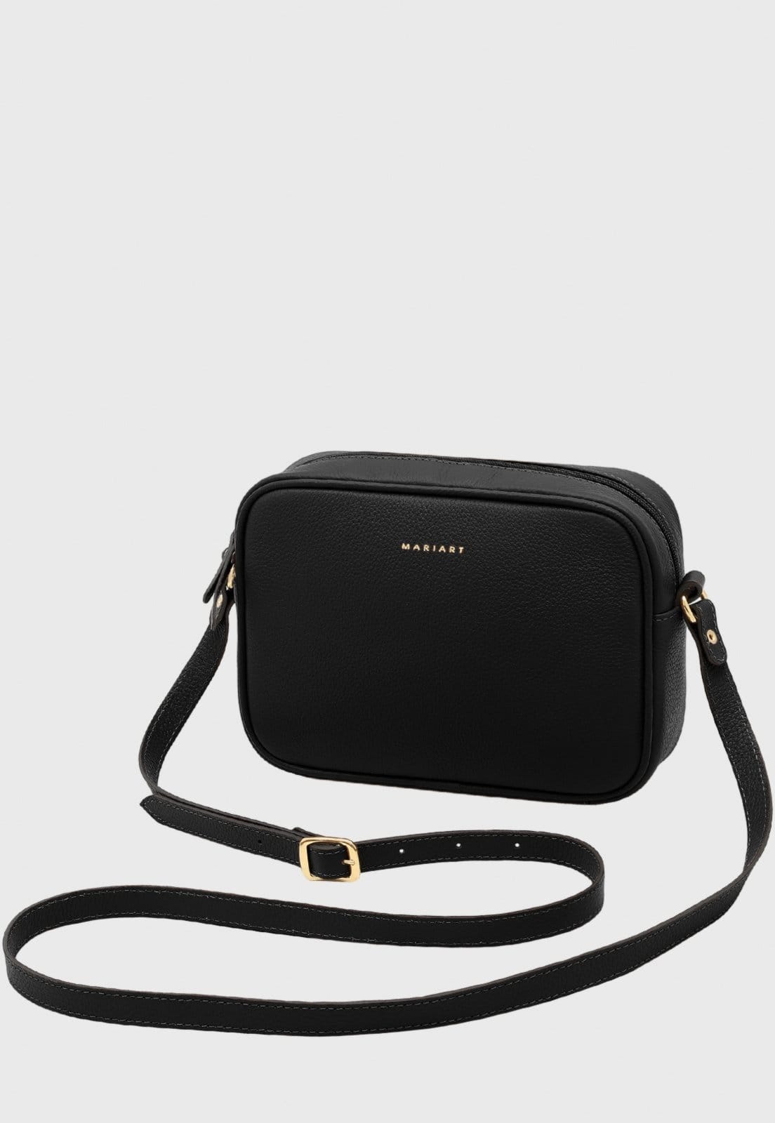 Vista principal Bolsa Transversal Couro Mariart Jeri Preta Mariart preto