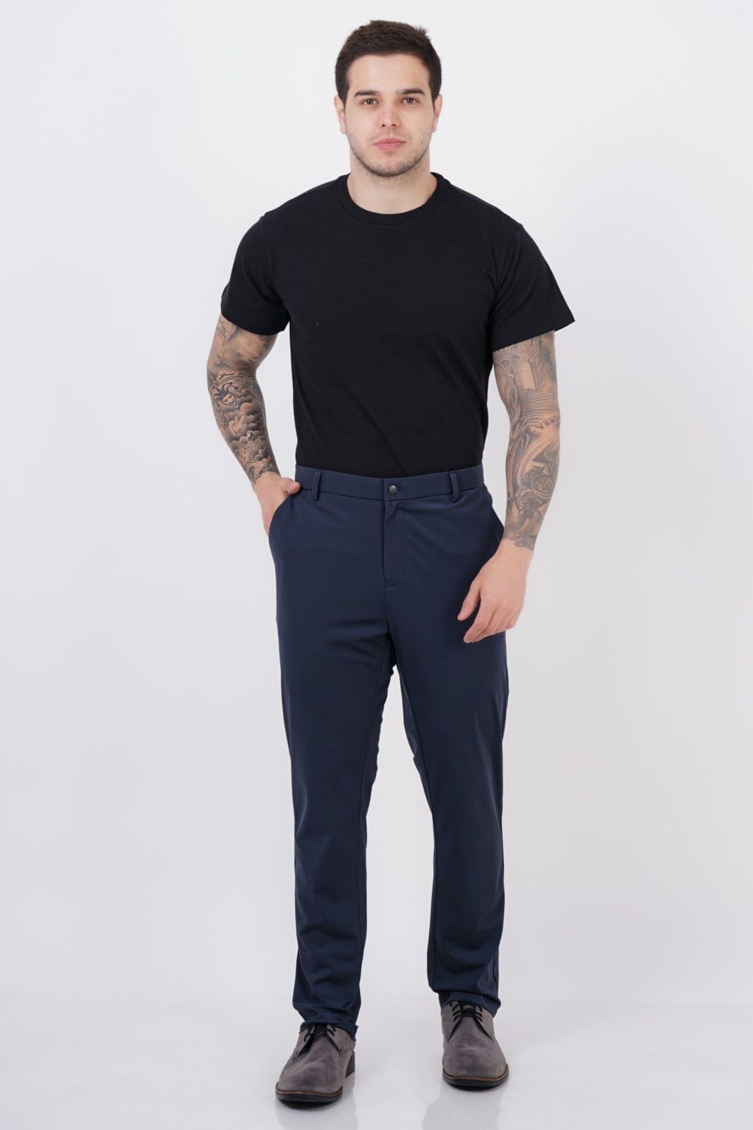 Calça Social Masculina Sh Fashion Super Elastano Confortavél Cor Marinho