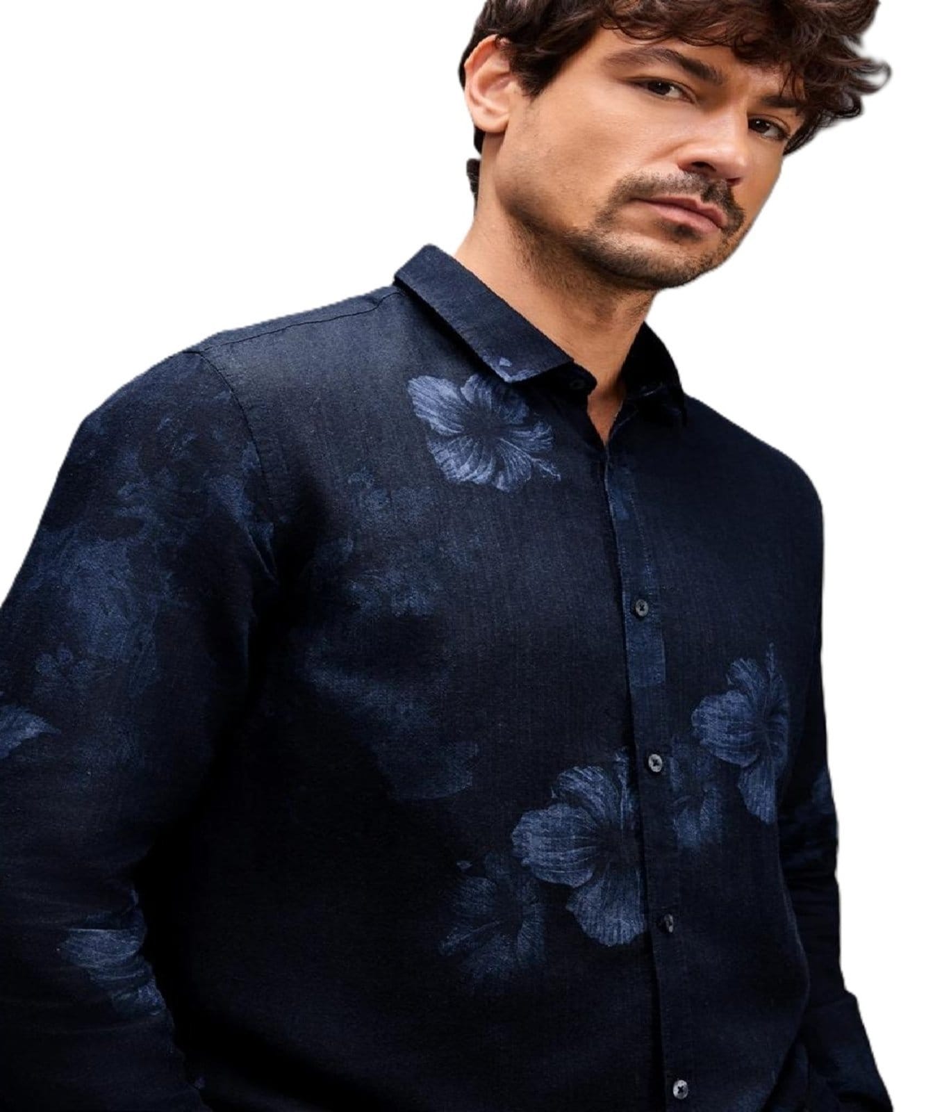 Camisa Linho Estampada Indigo Bloom - 2