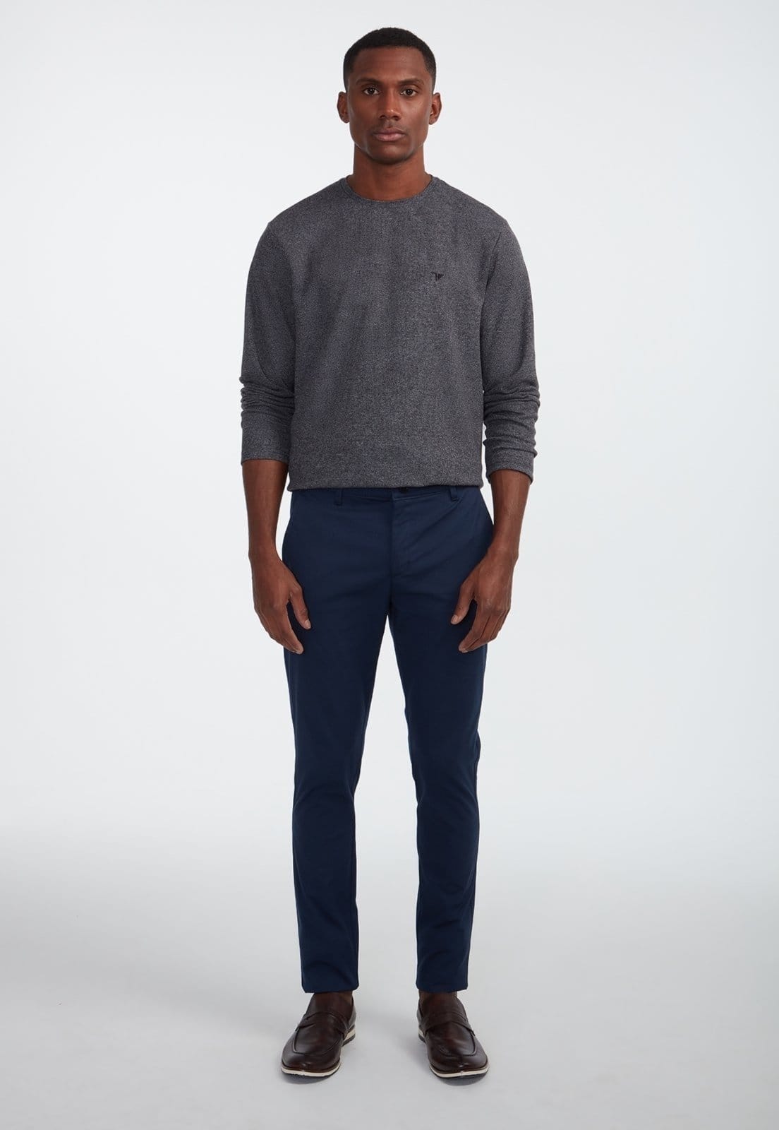 Vista 2 Calça Traymon Skinny Algodão Egípcio Marinho Traymon azul marinho