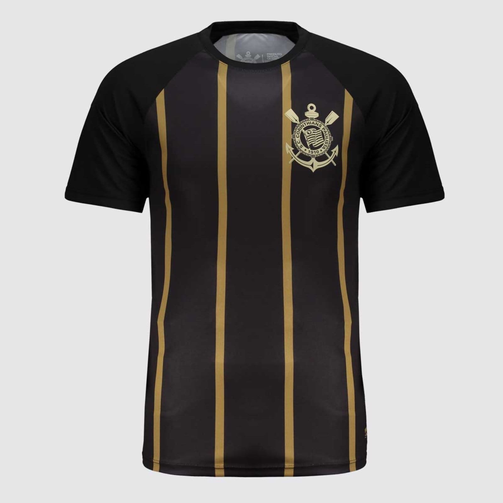 Camisa Corinthians Logo Preta e Dourada