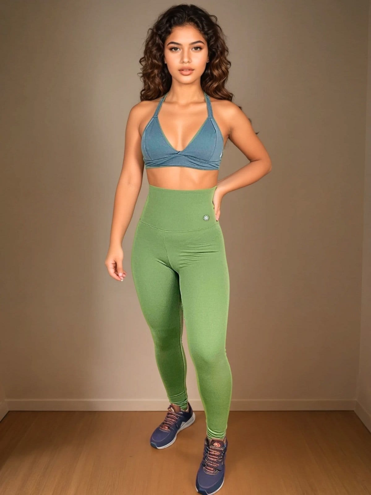 Vista 2 Calça Legging Suport Fitness Cintura Alta Cós de Compressão Tecido Emana uv50+ Suport Fitness verde/verde militar/verde oliva