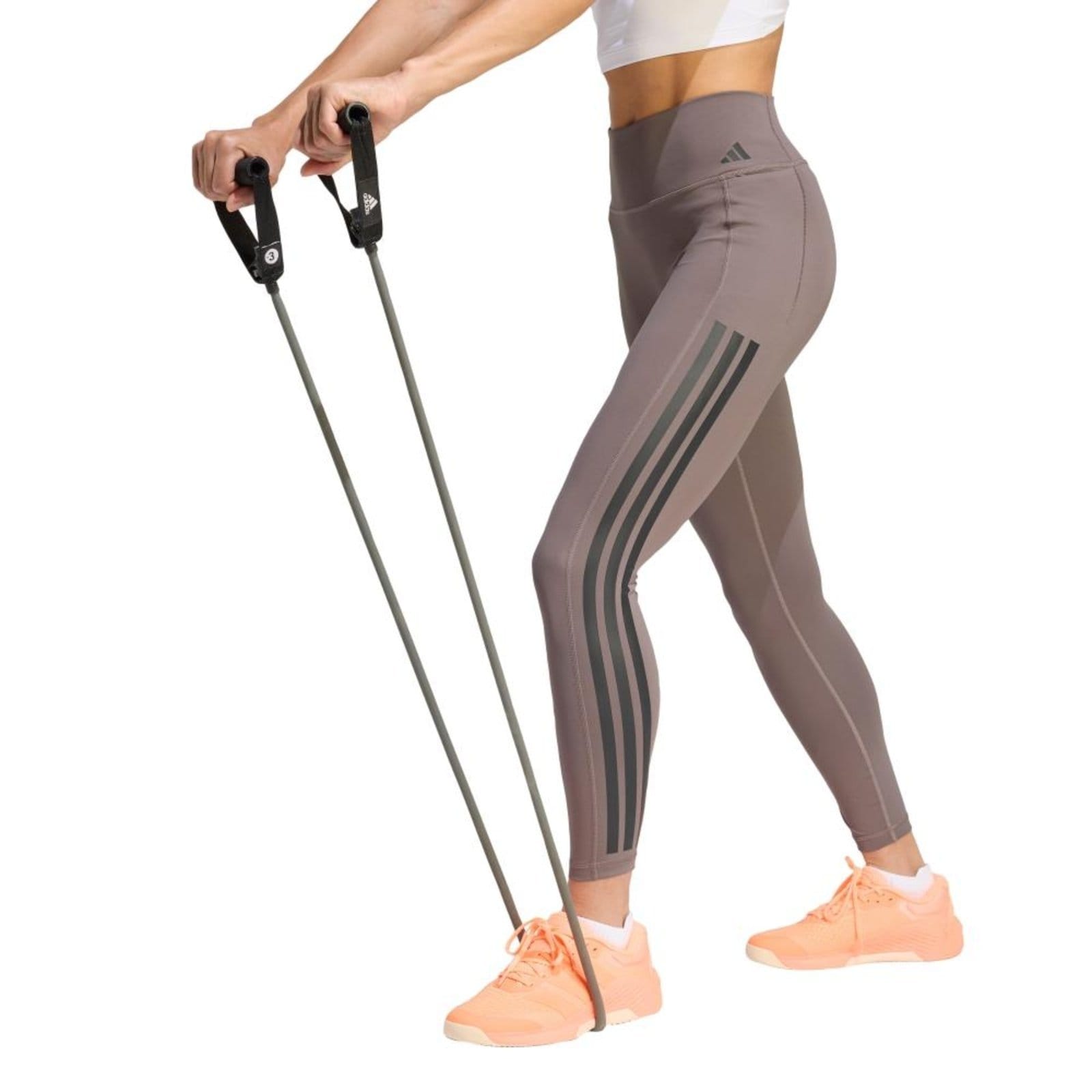 Vista principal Legging 7/8 Optime Workout Três Listras adidas Performance adidas performance marrom