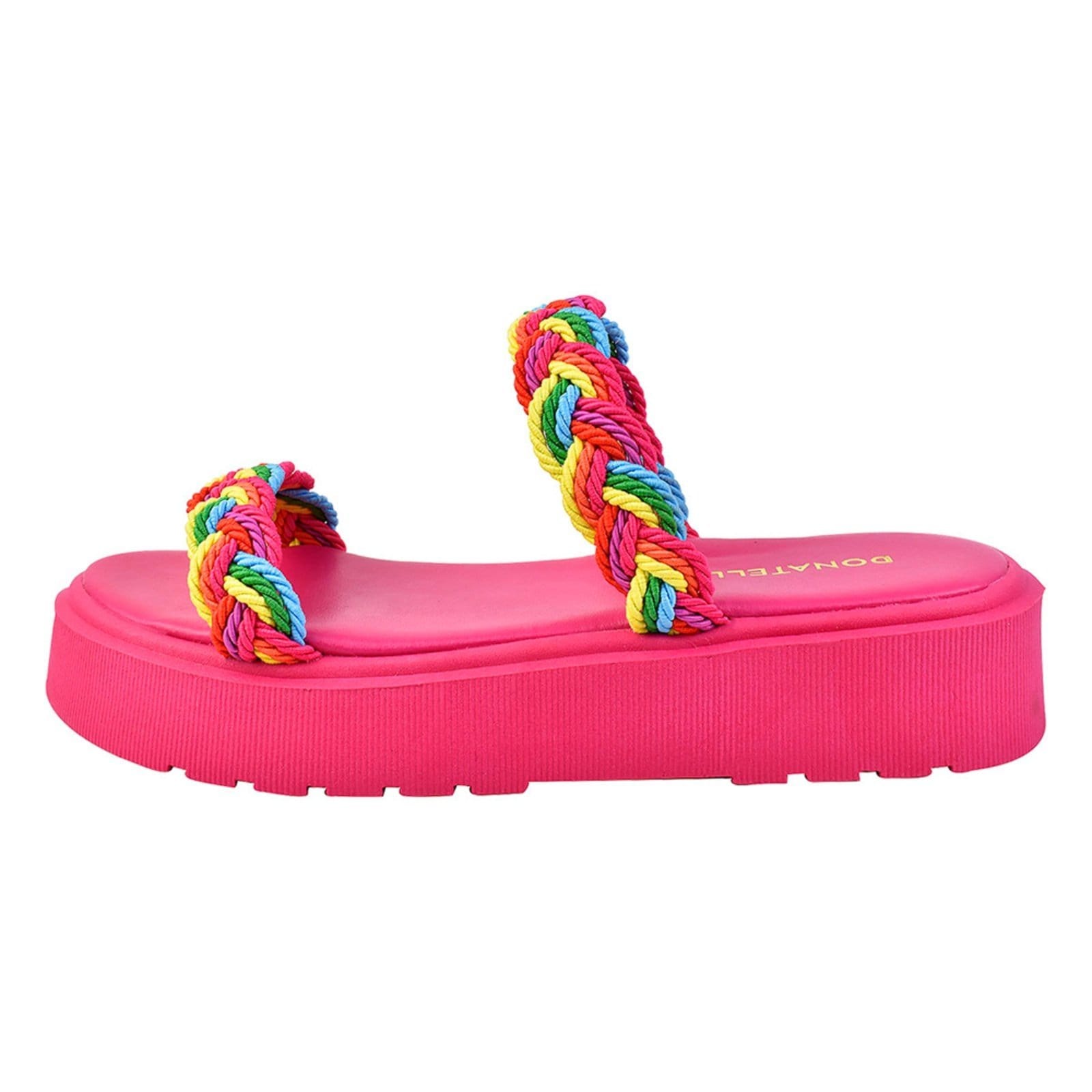 Vista 2 Sandália Feminina Plataforma Corda CM Calçados Tira Colorida Verão Macia Leve Monte Shoes pink