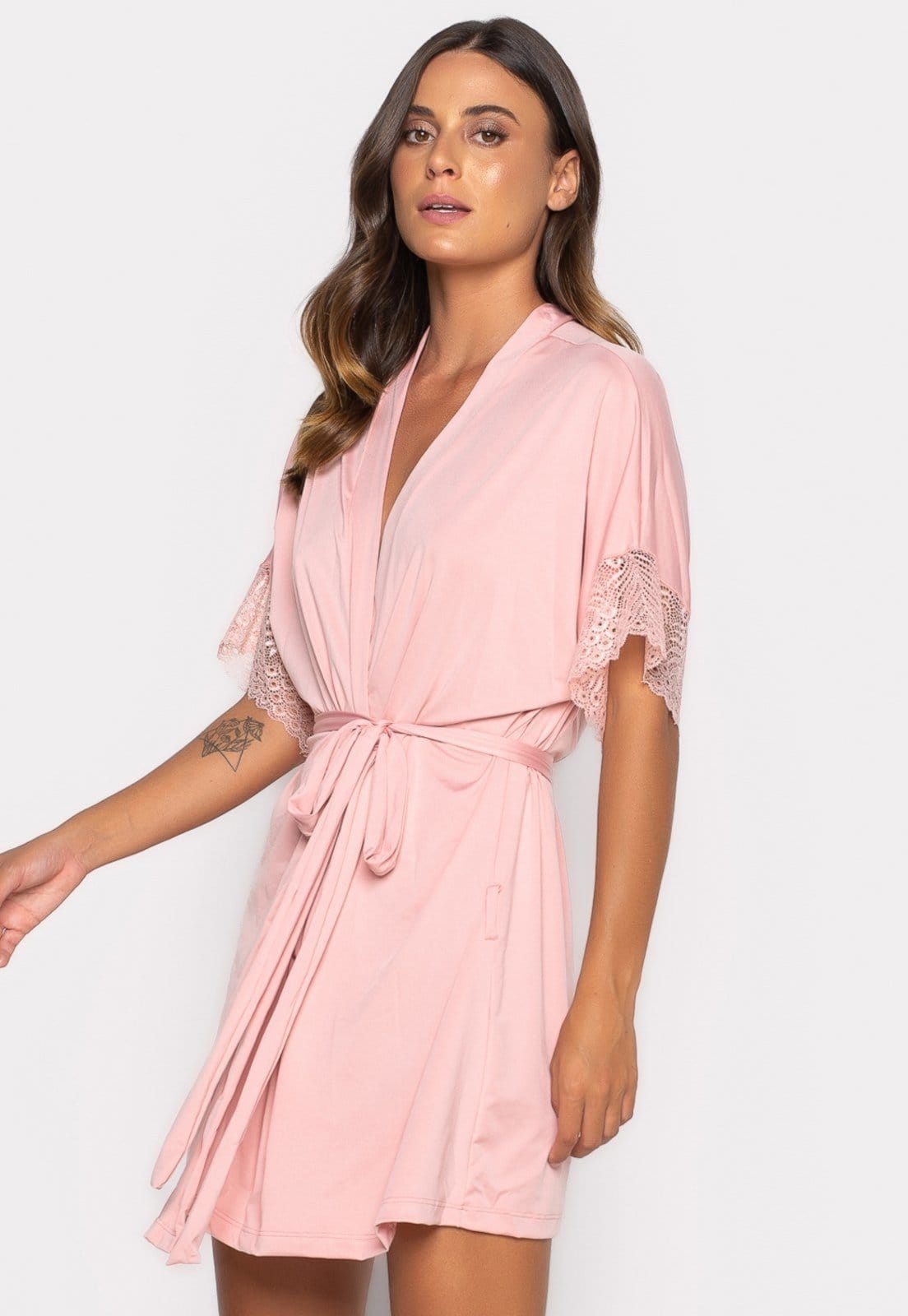 Vista principal Robe Bravaa Store Feminino Hobby Hobbie Roupão Sexy Noiva Robe 238 BRAVAA STORE rosa