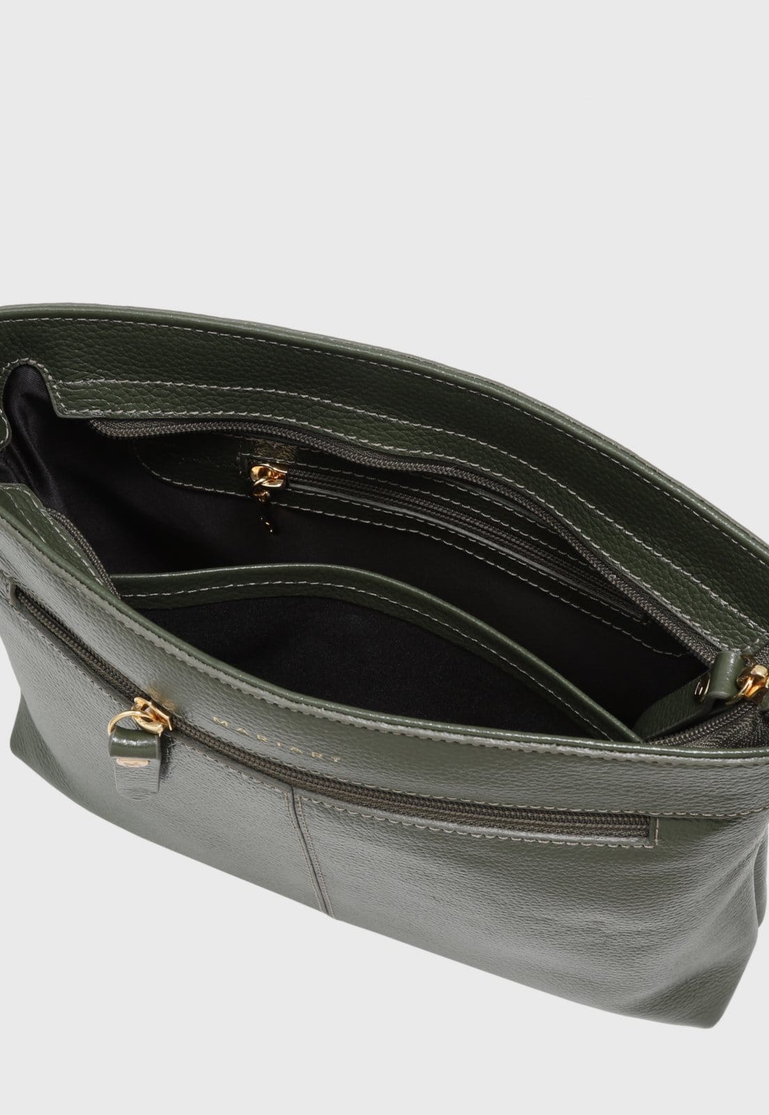 Vista 2 Bolsa Transversal Couro Mariart Cipó Army Mariart verde militar