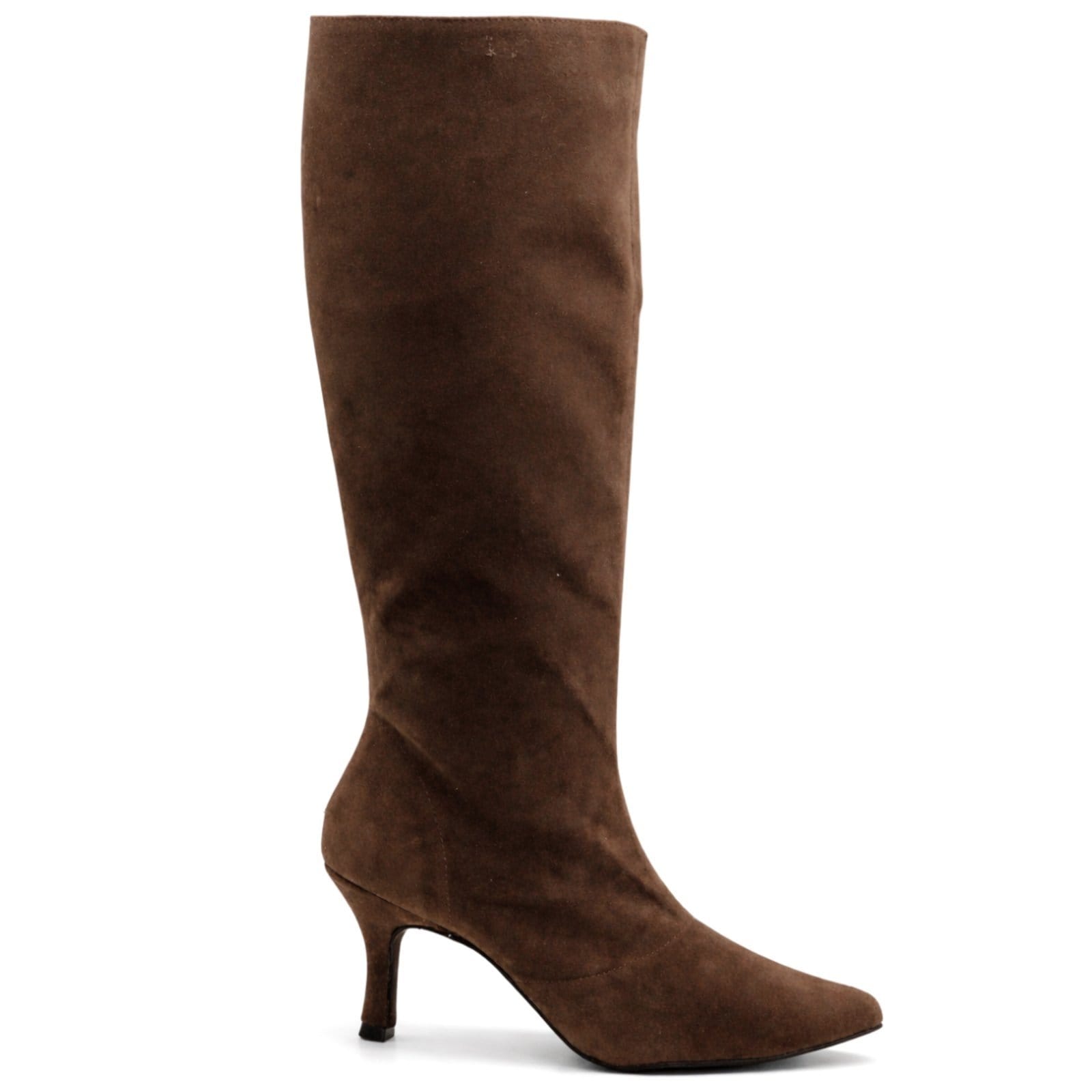 Vista 2 Bota Feminina Bico Fino Cano Alto Salto Baixo Sete Sales 17005 Camurça Sete Sales marrom