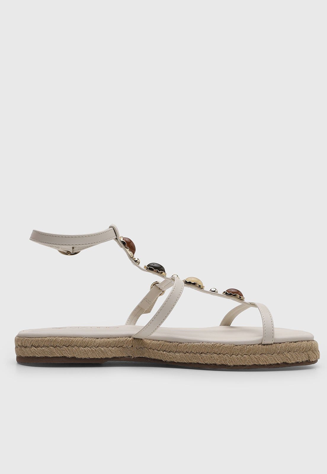 Vista 2 Rasteira Feminina VIA UNO Fechada Pedrarias Off-White VIA UNO off-white white