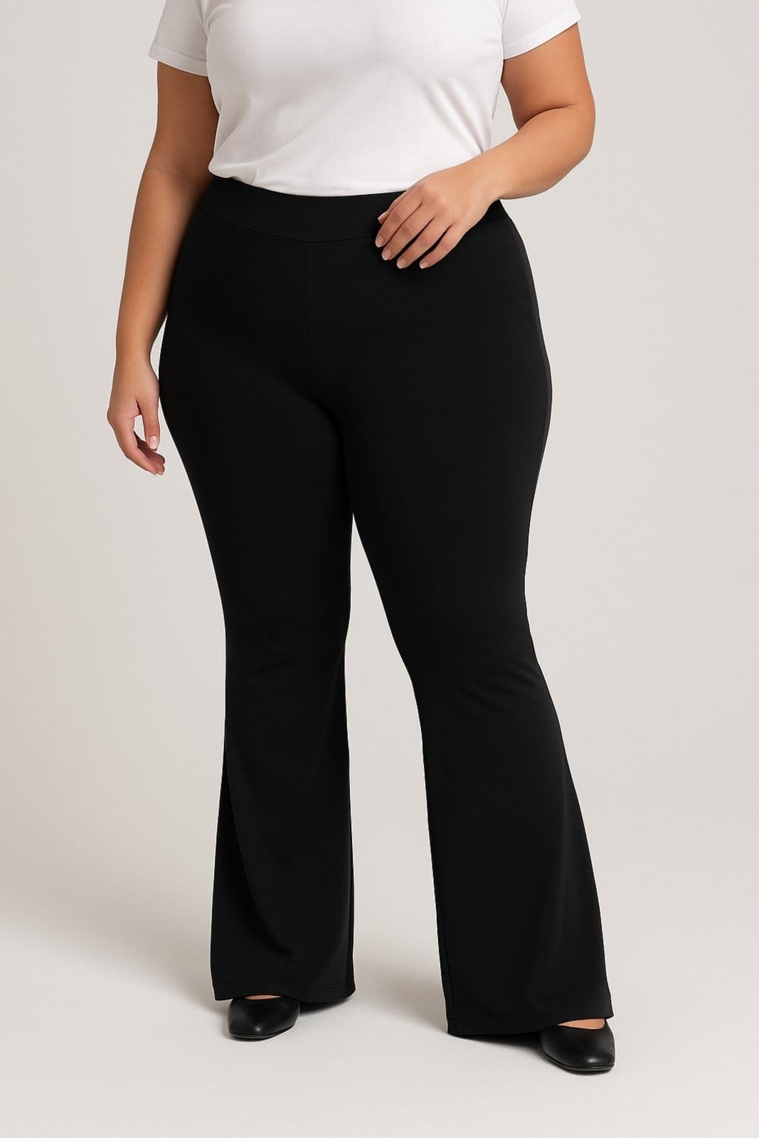Calça Flare Bailarina D Bell Outlet Fashion Plus Size Preta