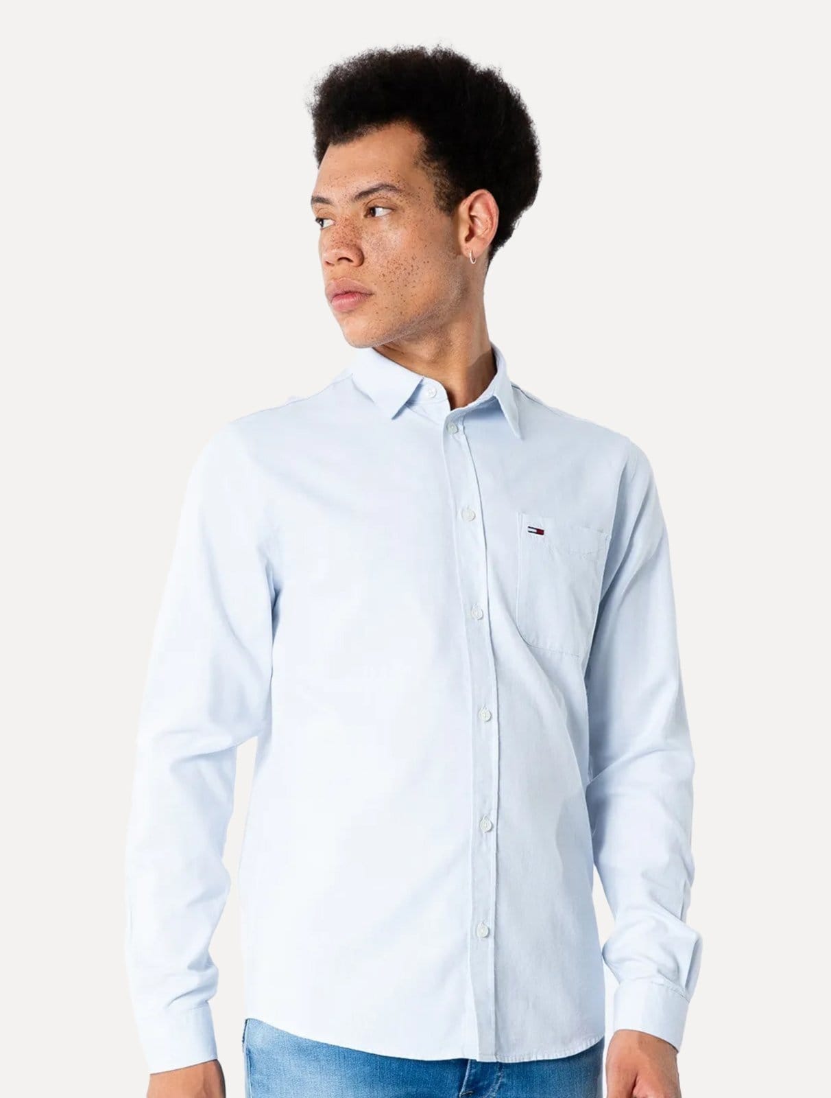 Camisa Tommy Jeans Masculina Regular Classic Oxford Mescla Claro Mescla