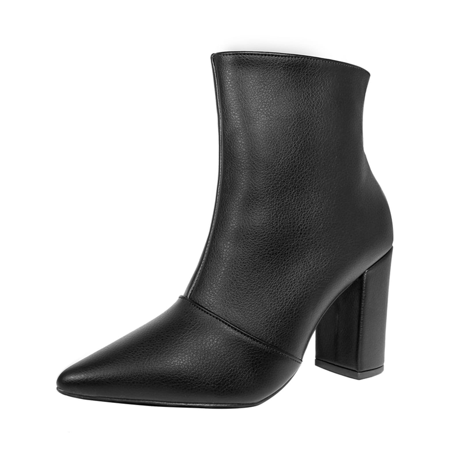 Vista principal Bota Salto Alto Grosso Cano Curto Bico Fino Luiza Sobreira Preta Mod. 2222 Luiza Sobreira preto