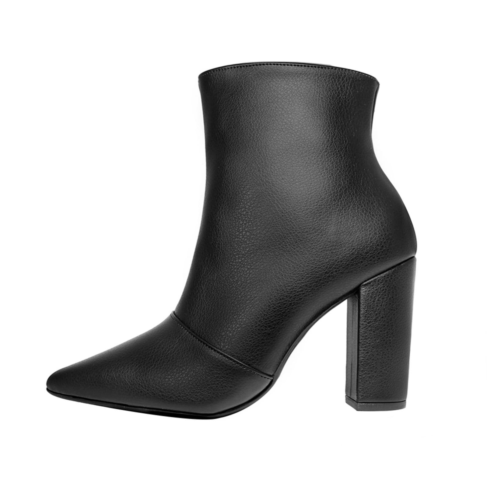 Vista 2 Bota Salto Alto Grosso Cano Curto Bico Fino Luiza Sobreira Preta Mod. 2222 Luiza Sobreira preto