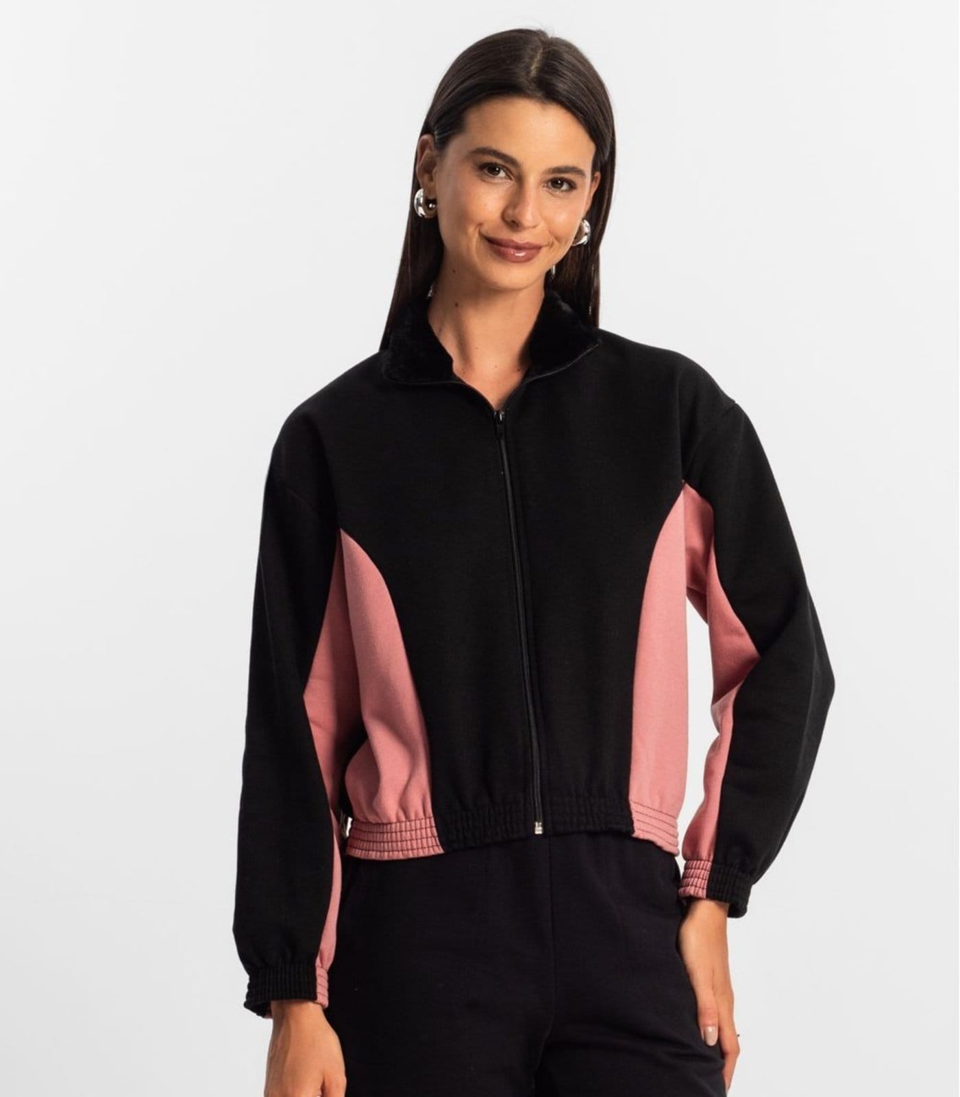 Vista 2 Jaqueta Feminina Bicolor Rovitex Rovitex rosa