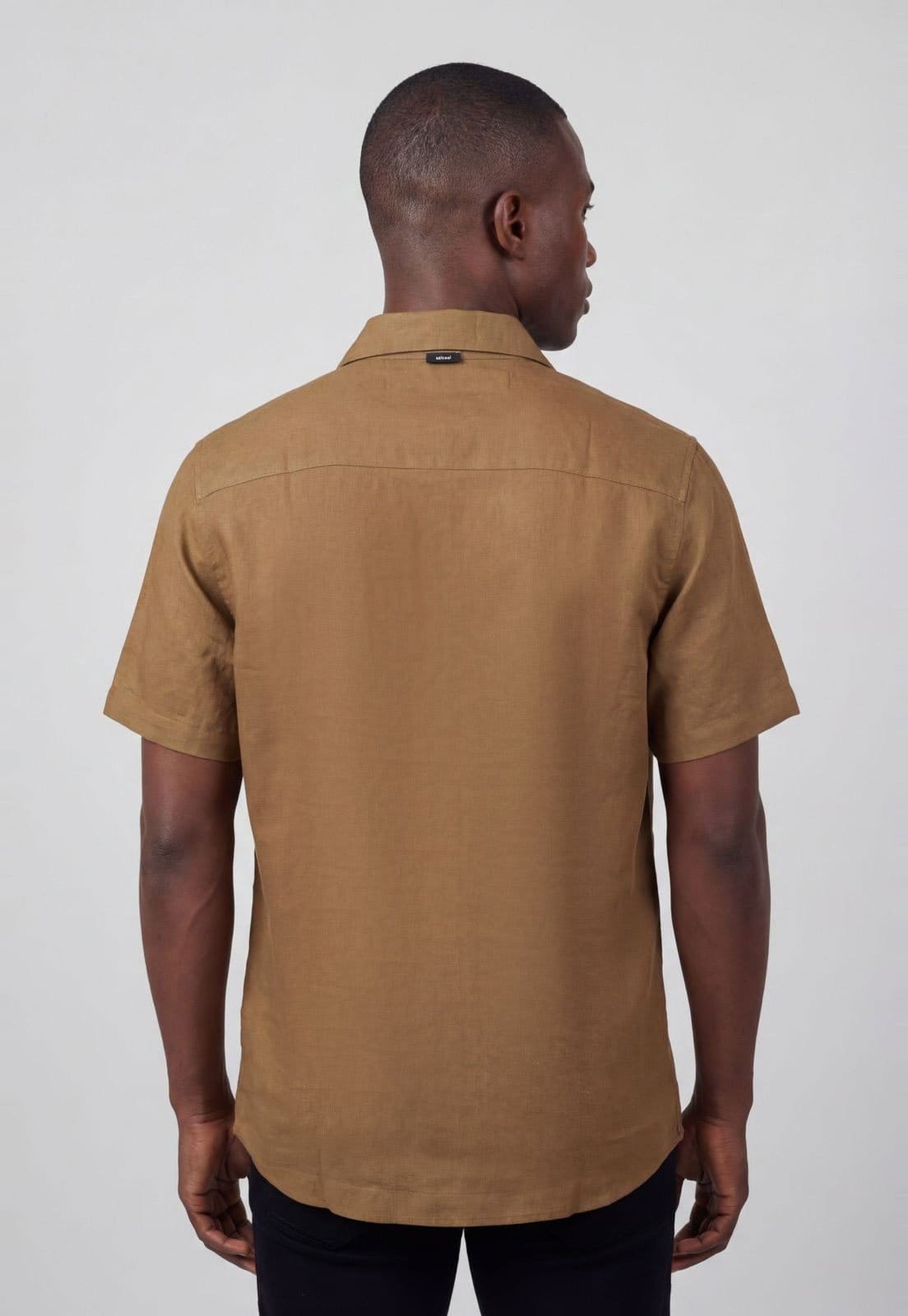 Vista 2 Camisa Masculina Colcci Bolso Gola Clássica Colcci marrom