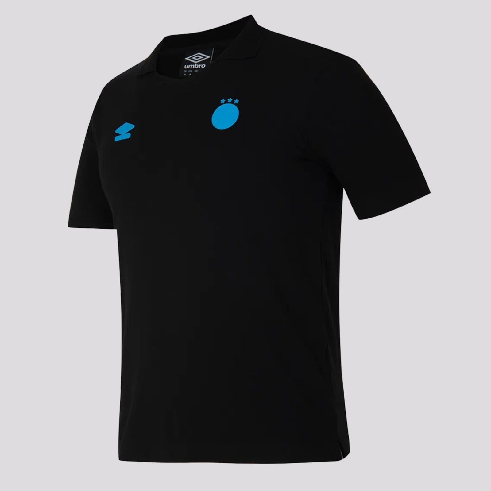 Vista 2 Polo Umbro Grêmio Viagem 2025 Preta e Azul Umbro preto azul