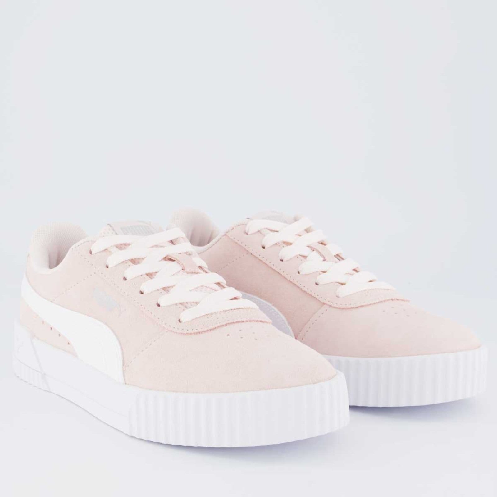 Vista 2 Tênis Puma Carina BPD Feminino e Branco Puma rosa