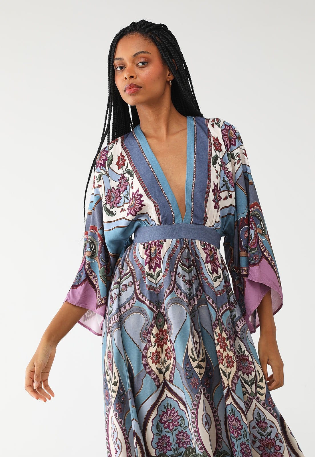 Vista 2 Vestido FARM Longo Nirvana FARM azul