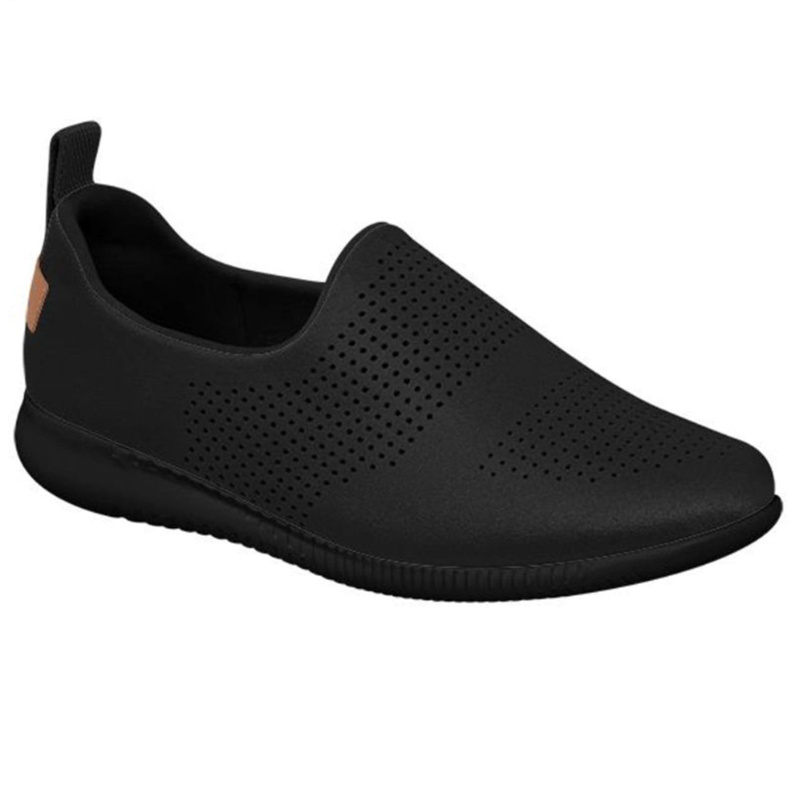 Vista principal Tênis Moda Feminino Casual Usaflex Slip On Muito Confortavel Sola Preta Usaflex preto
