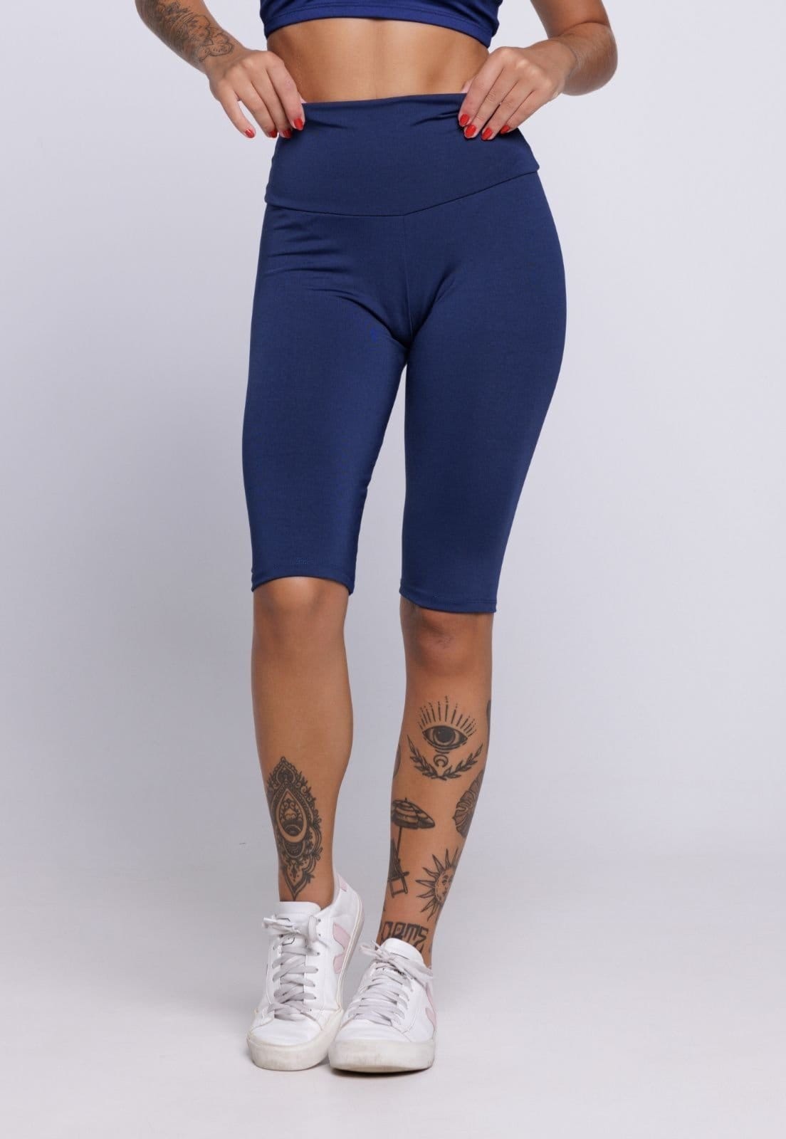 Vista principal Bermuda Feminina WLS Modas Legging Fitness Academia Casual Marinho WLS Modas azul marinho
