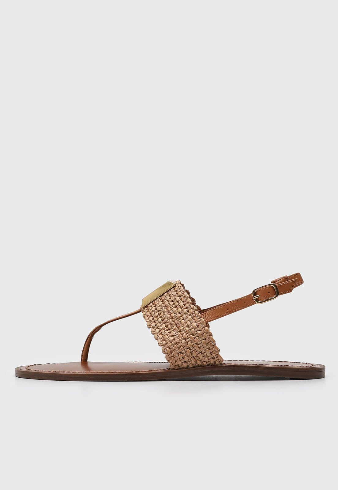 Vista principal Rasteira Feminina Arezzo Trançada Fechada Arezzo caramelo