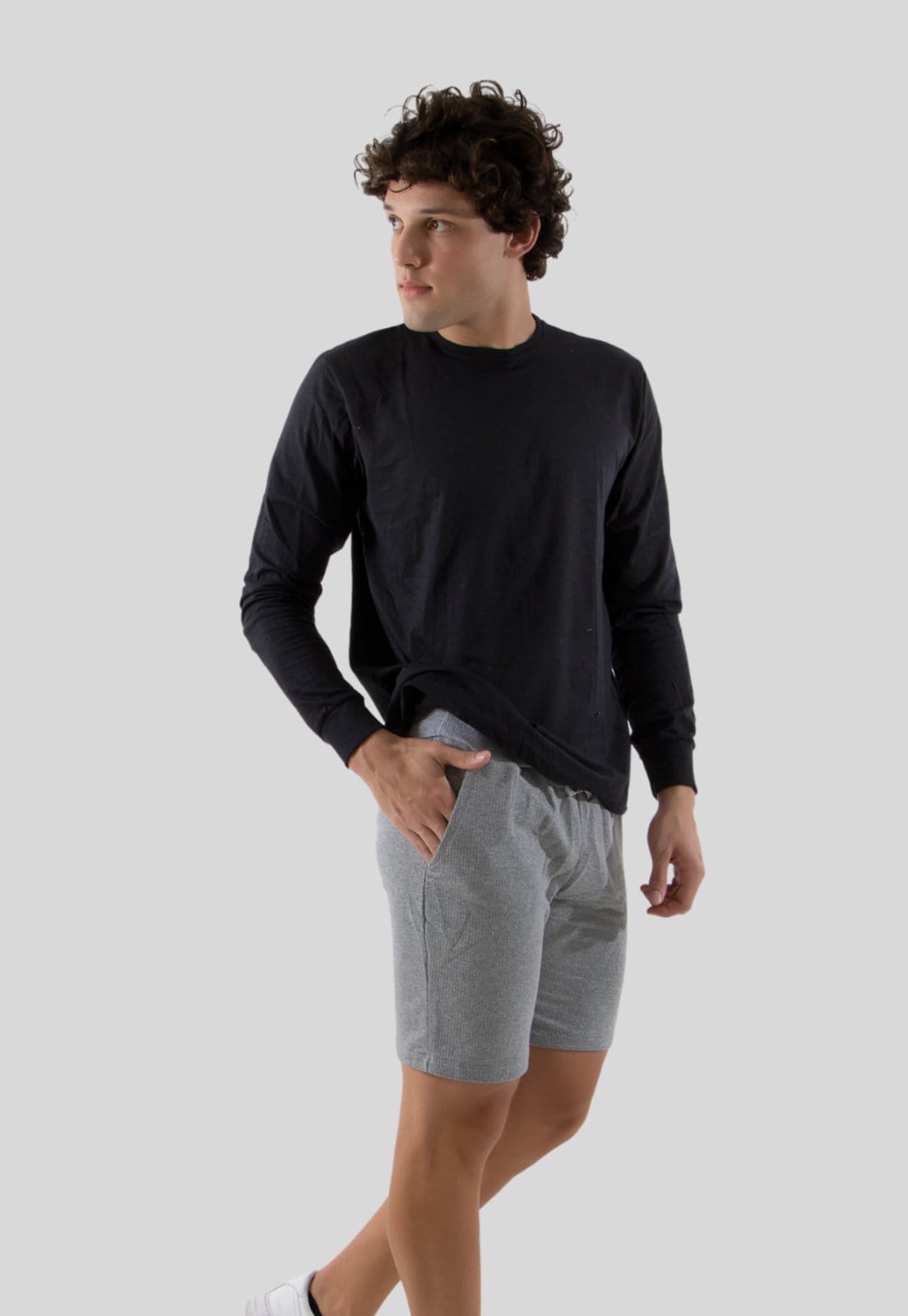 Vista 2 Blusa Masculina Manga Longa Tigs Preta Rioutlet preto