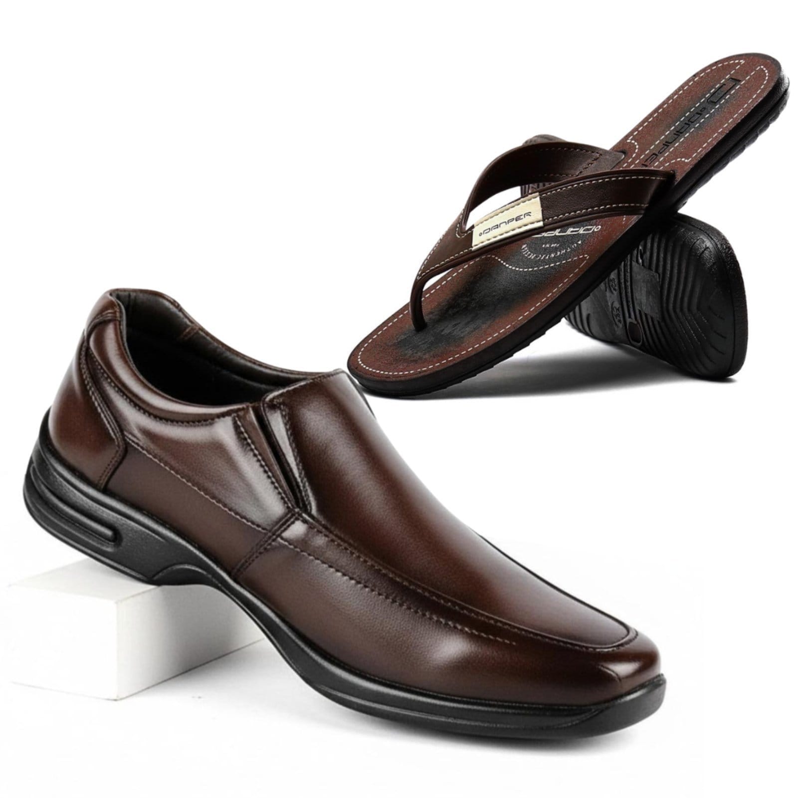 Kit Mocassim Social Sapato Masculino Loafer Sapatofran Elástico Com Chinelo Cinto e Carteira