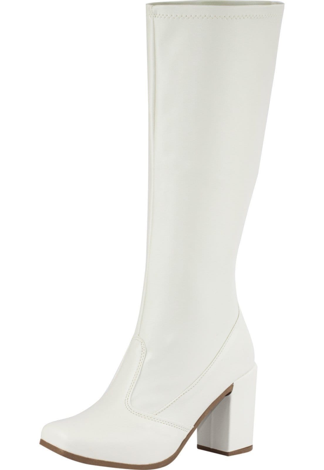 Vista 2 Bota Feminina Cano Longo Stretch Lumiss Salto Alto Grosso Montaria Confortável Off White LUMISS off-white white