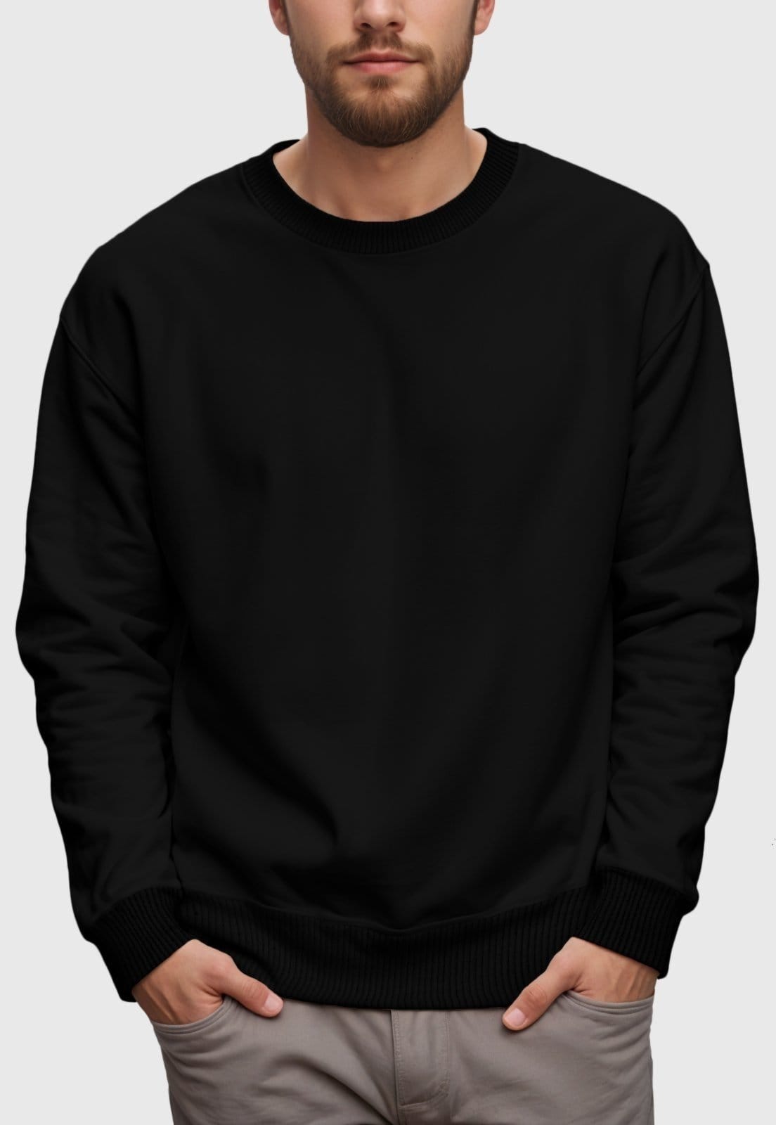 Vista 2 Conjunto Moletom Liso Gola Redonda e Calça Masculina Benellys Benellys preto