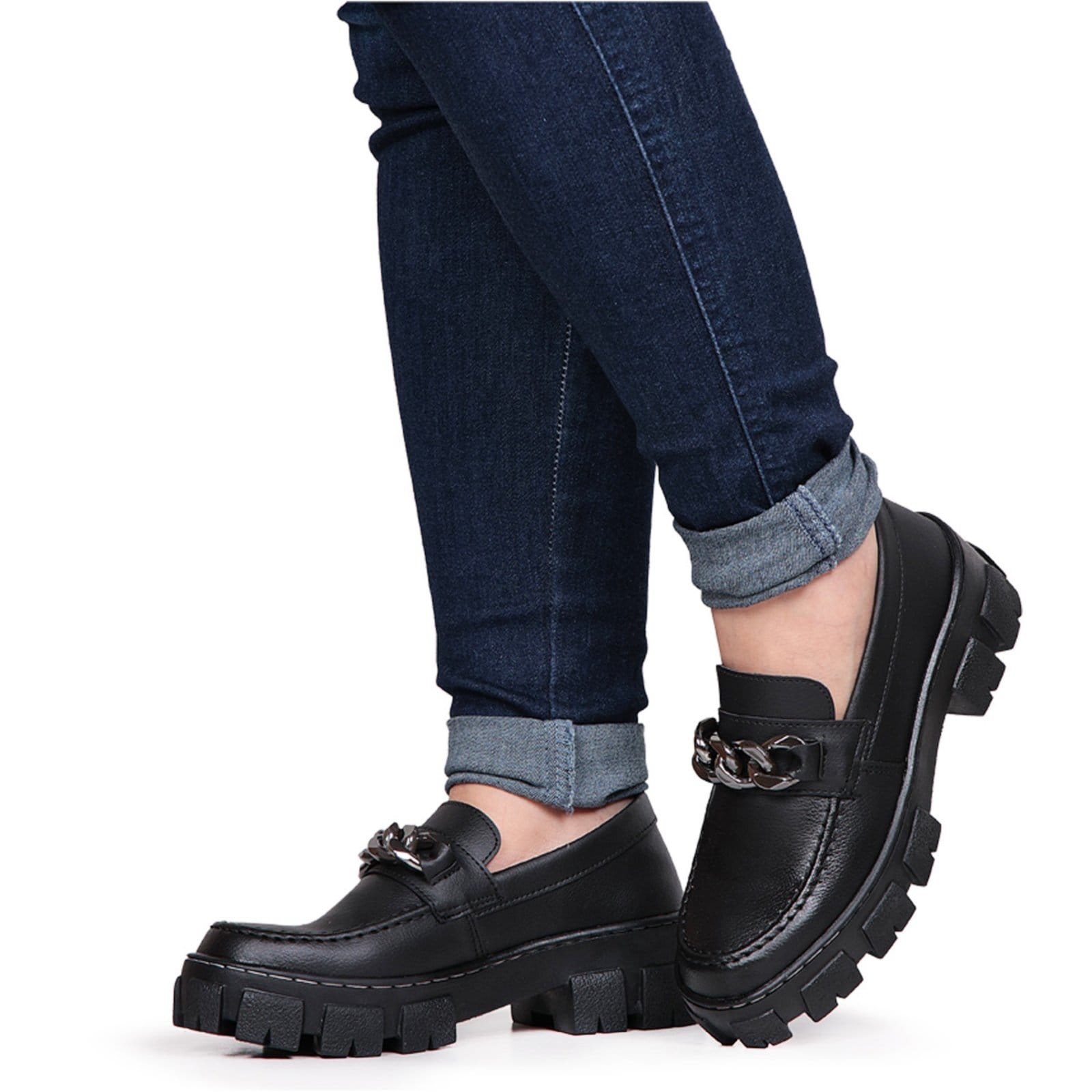 Sapato Mocassim Tratorado Feminino Fivela