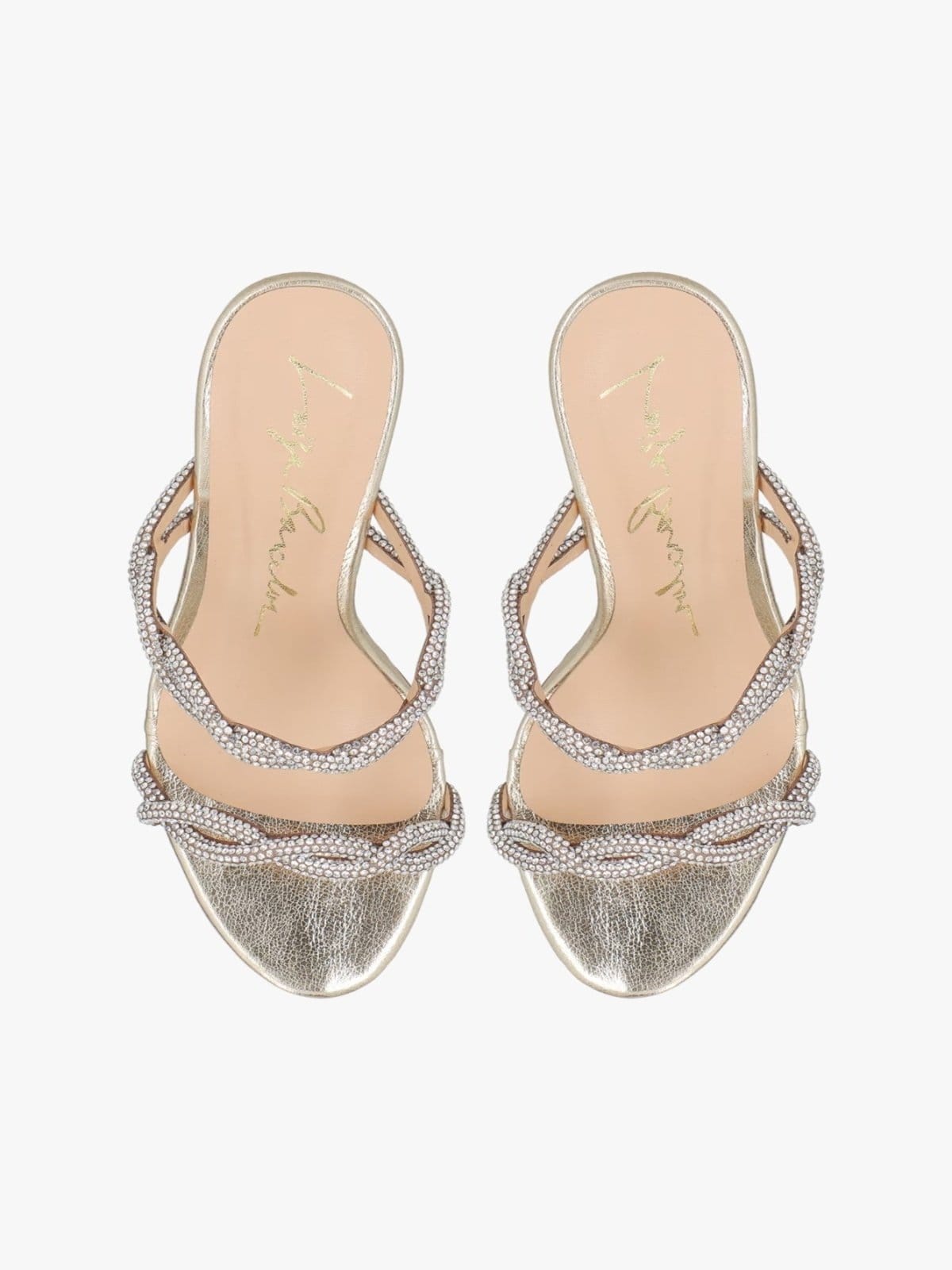 Vista 2 Sandália Luiza Barcelos Salto Fino Alto Com Cristais Luiza Barcelos dourado