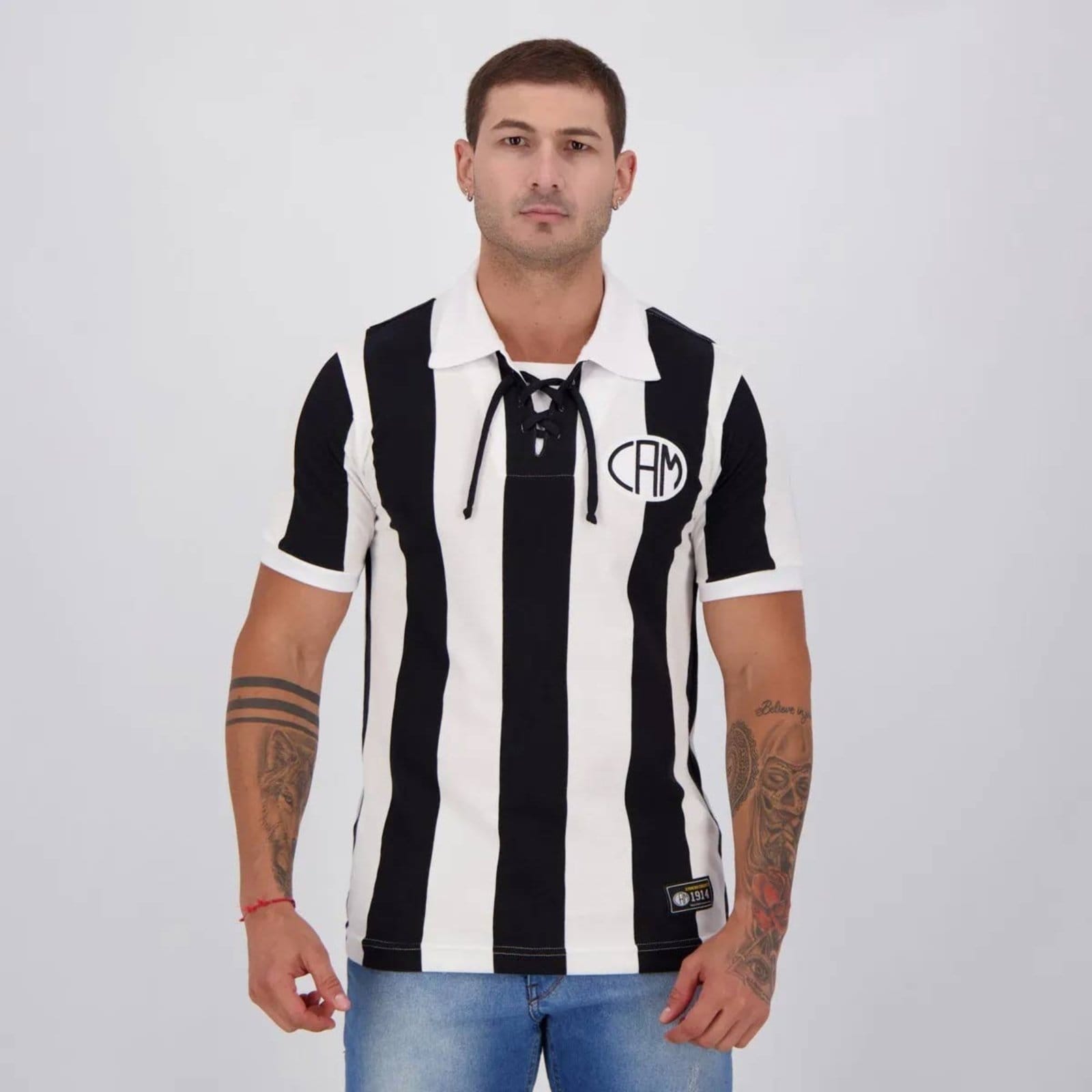Vista 2 Kit Camisa Atlético Mineiro 1914 e Camisa Atlético Mineiro 1983 Éder Retrômania branco