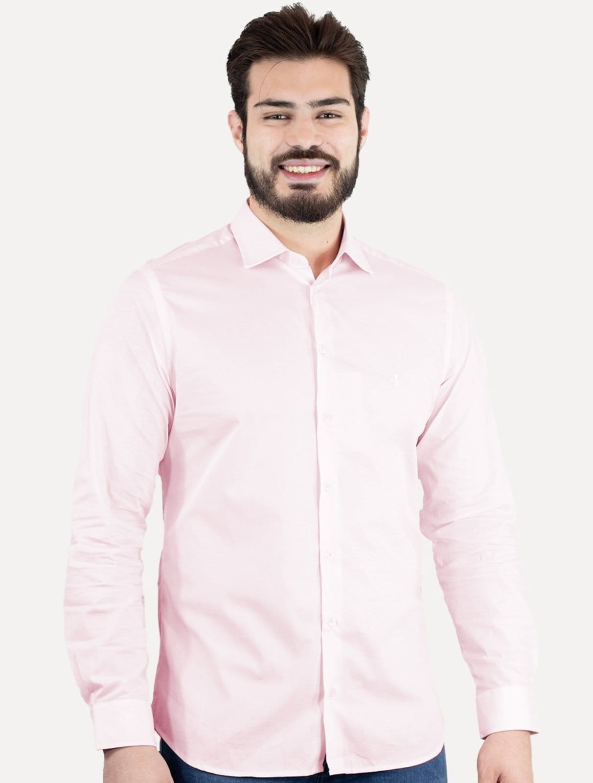 Camisa Dudalina Masculina Milano Tricoline Lisa Stretch Claro