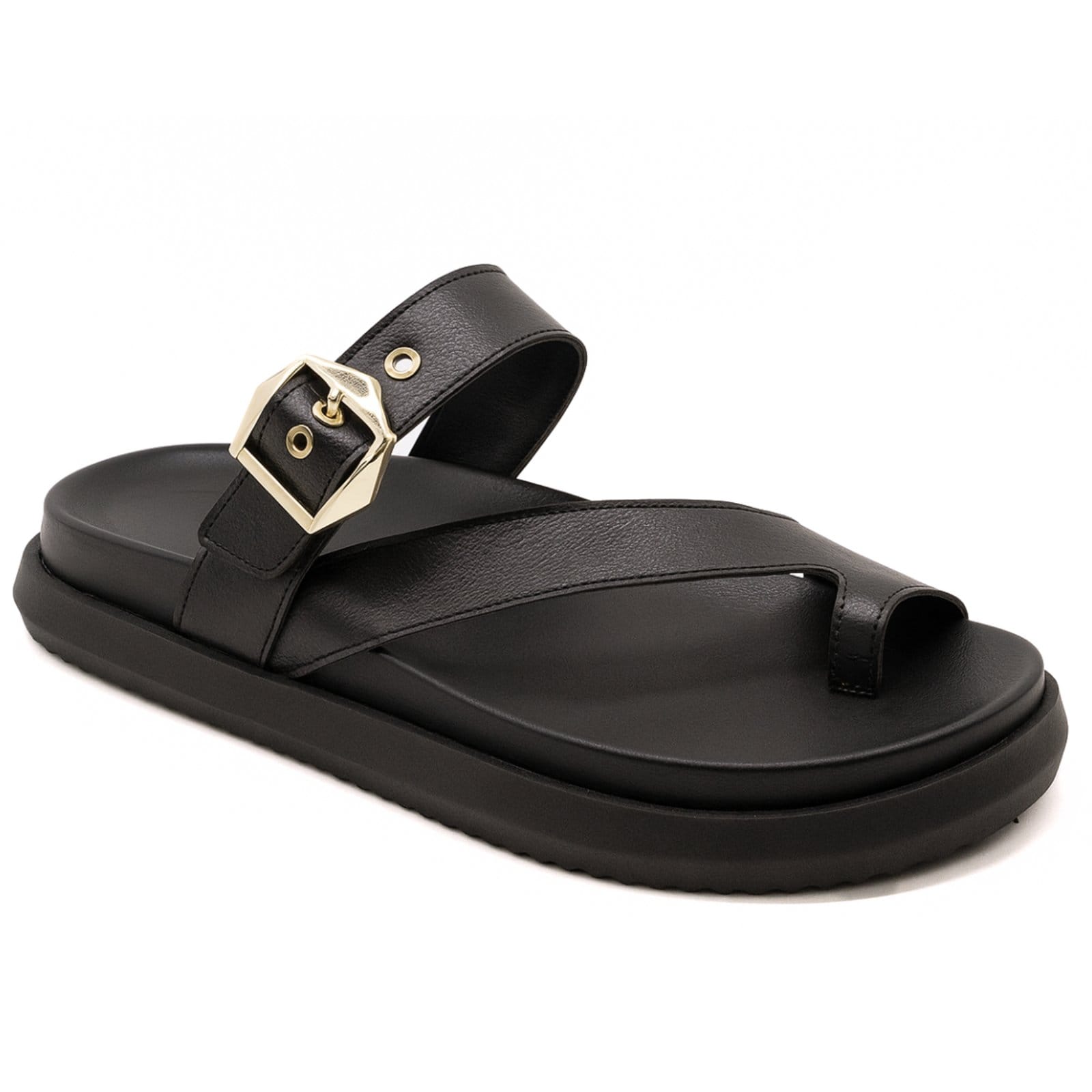 Sandália Feminina Flatform Papete Dedo Confortável Estilo Preta 007
