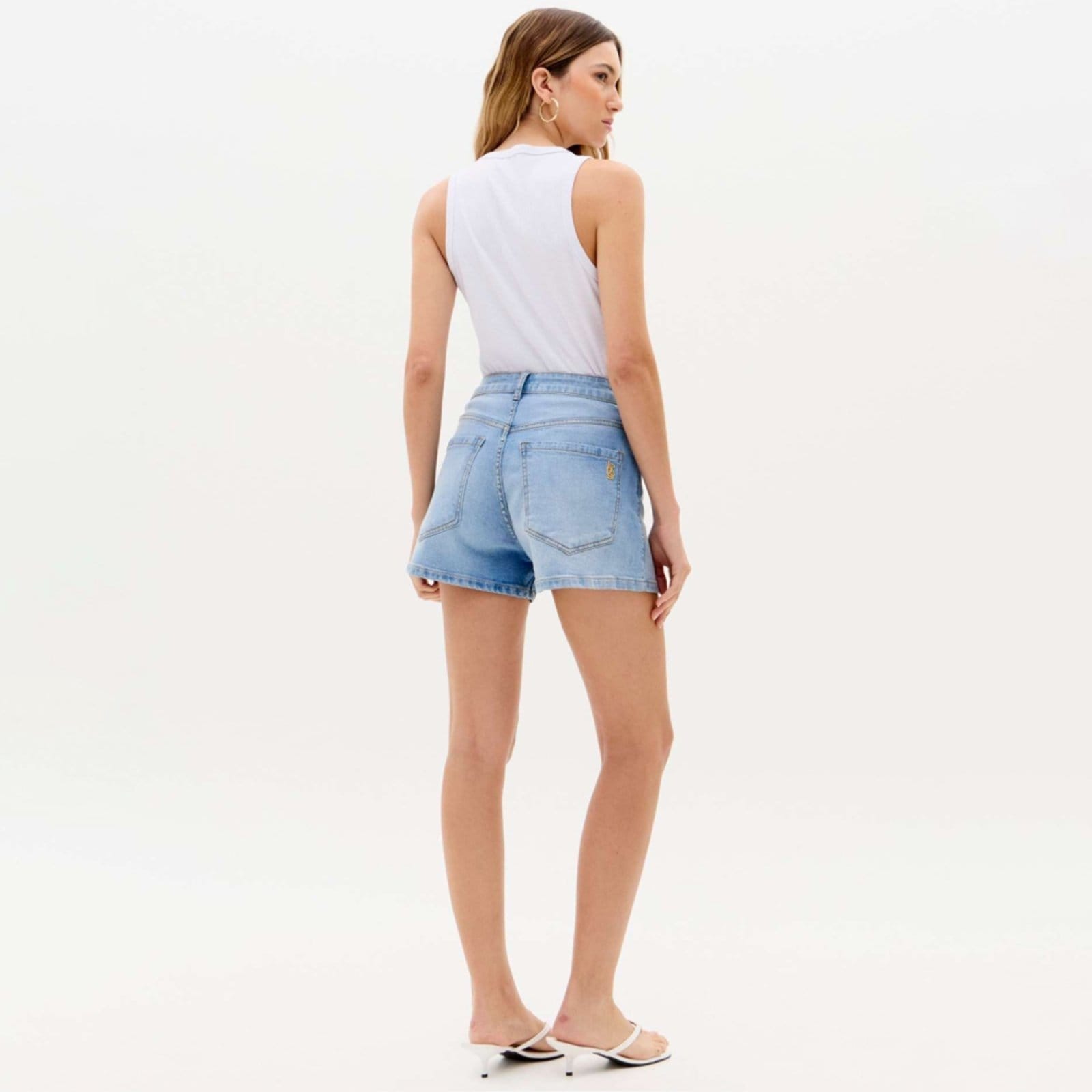 Vista 2 Short Jeans Easy Lança Perfume Comfort H Ve26 Feminino Easy Lança perfume azul