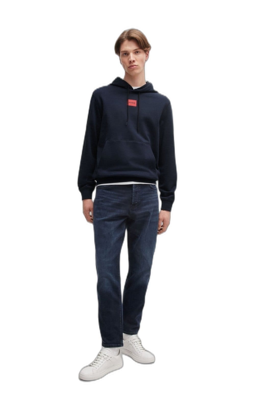 Vista 2 Blusa De Moletom Com Capuz Em Algodão Terry Com Etiqueta De Logo HUGO branco