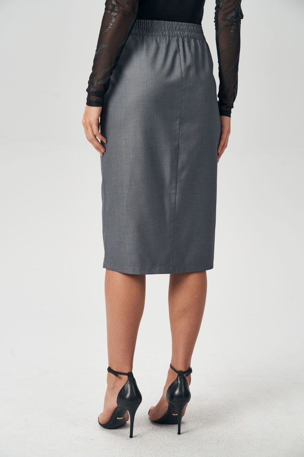 Vista 2 Saia Secretaria Alfaiataria Feminina Acostamento ACT FEMININO preto